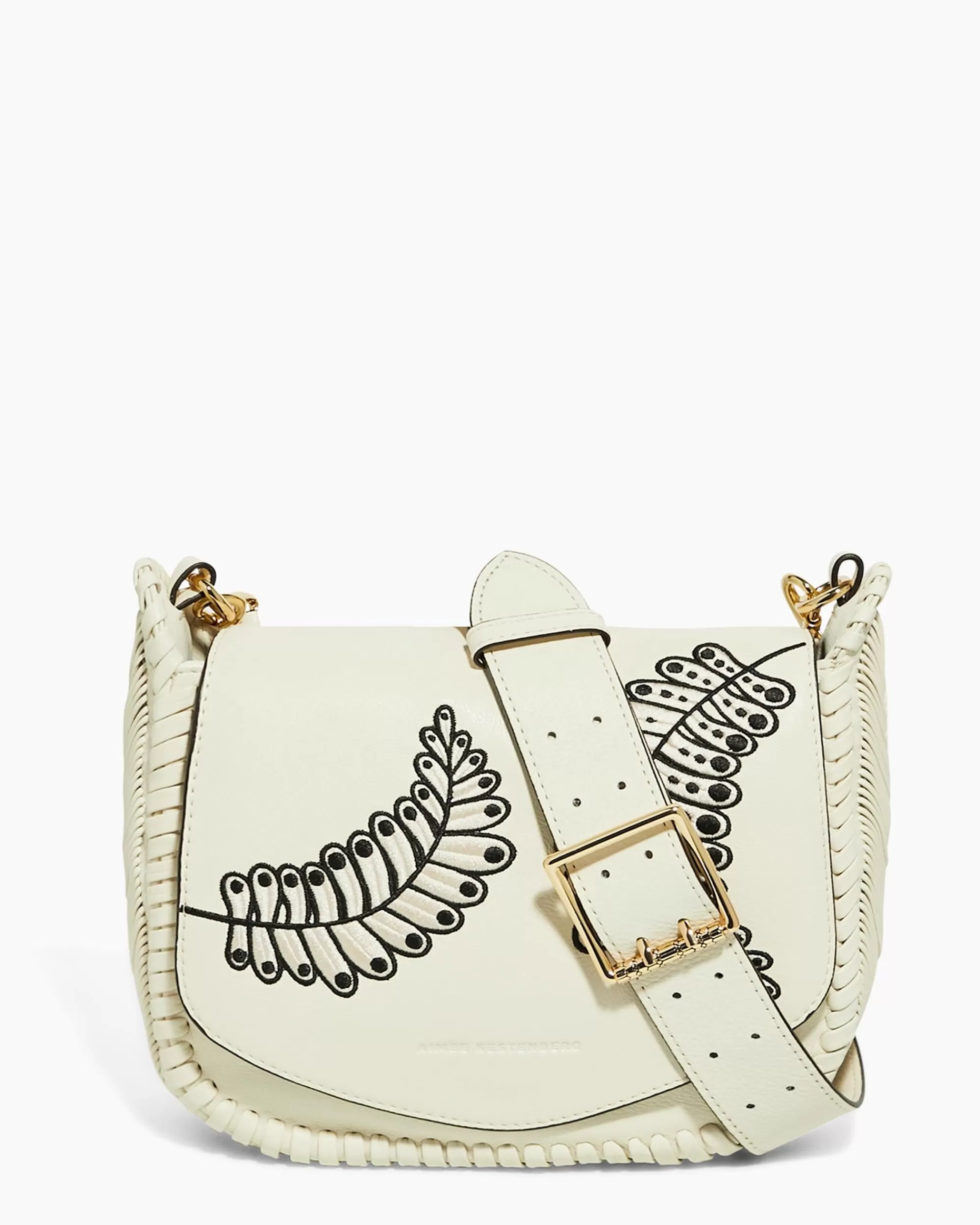 Aimee Kestenberg Crossbody Bags-All For Love Saddle Crossbody Vanilla Leaf Embroidery