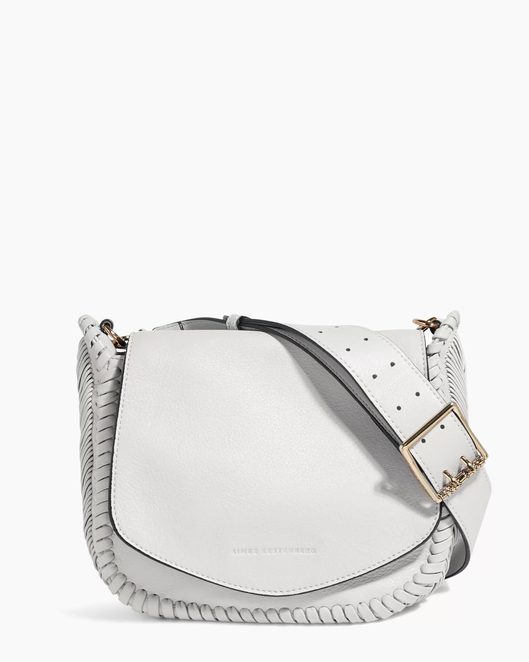Aimee Kestenberg Crossbody Bags-All For Love Saddle Crossbody Cloud With Shiny Gold