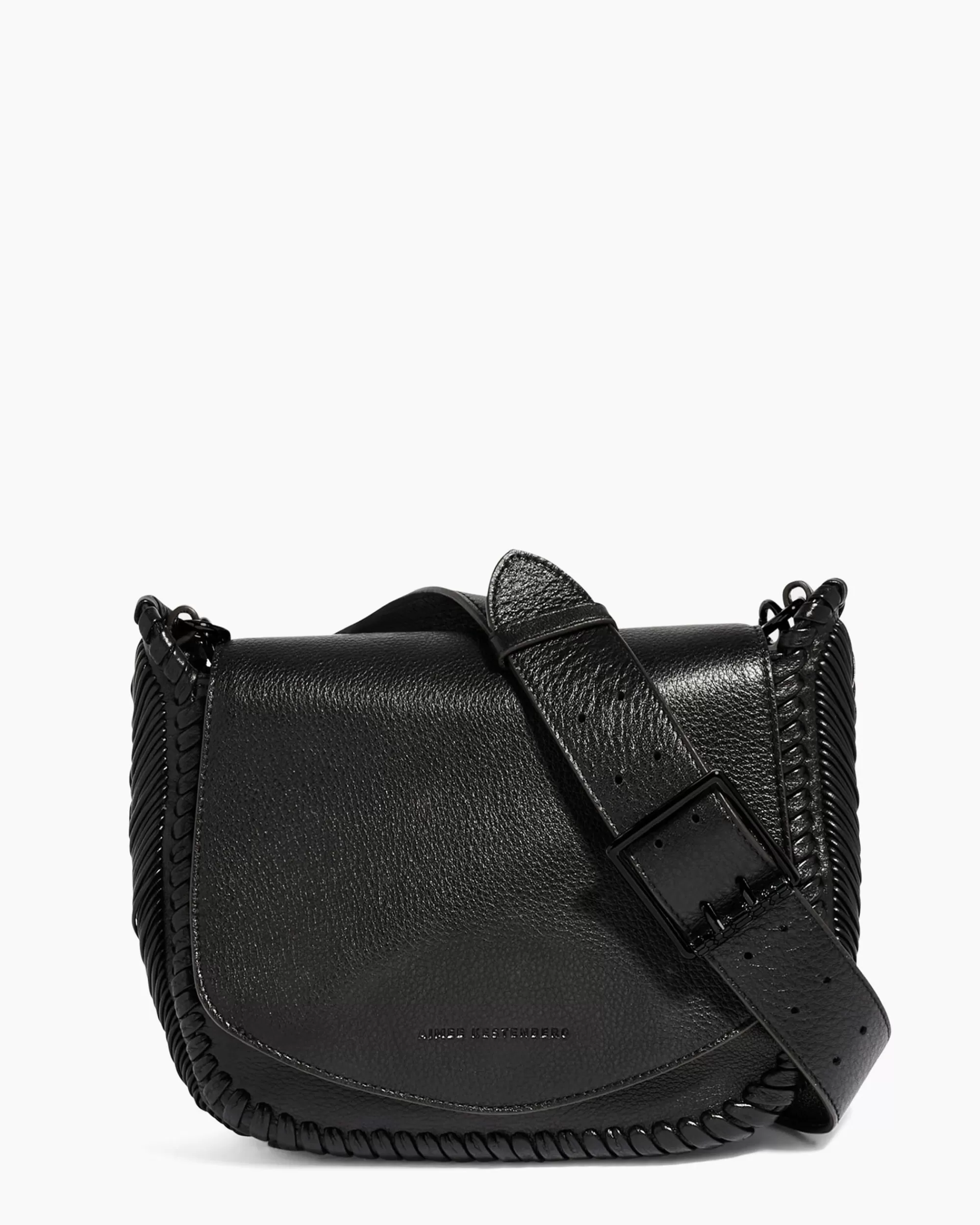Aimee Kestenberg Crossbody Bags-All For Love Saddle Crossbody Black With Shiny Black