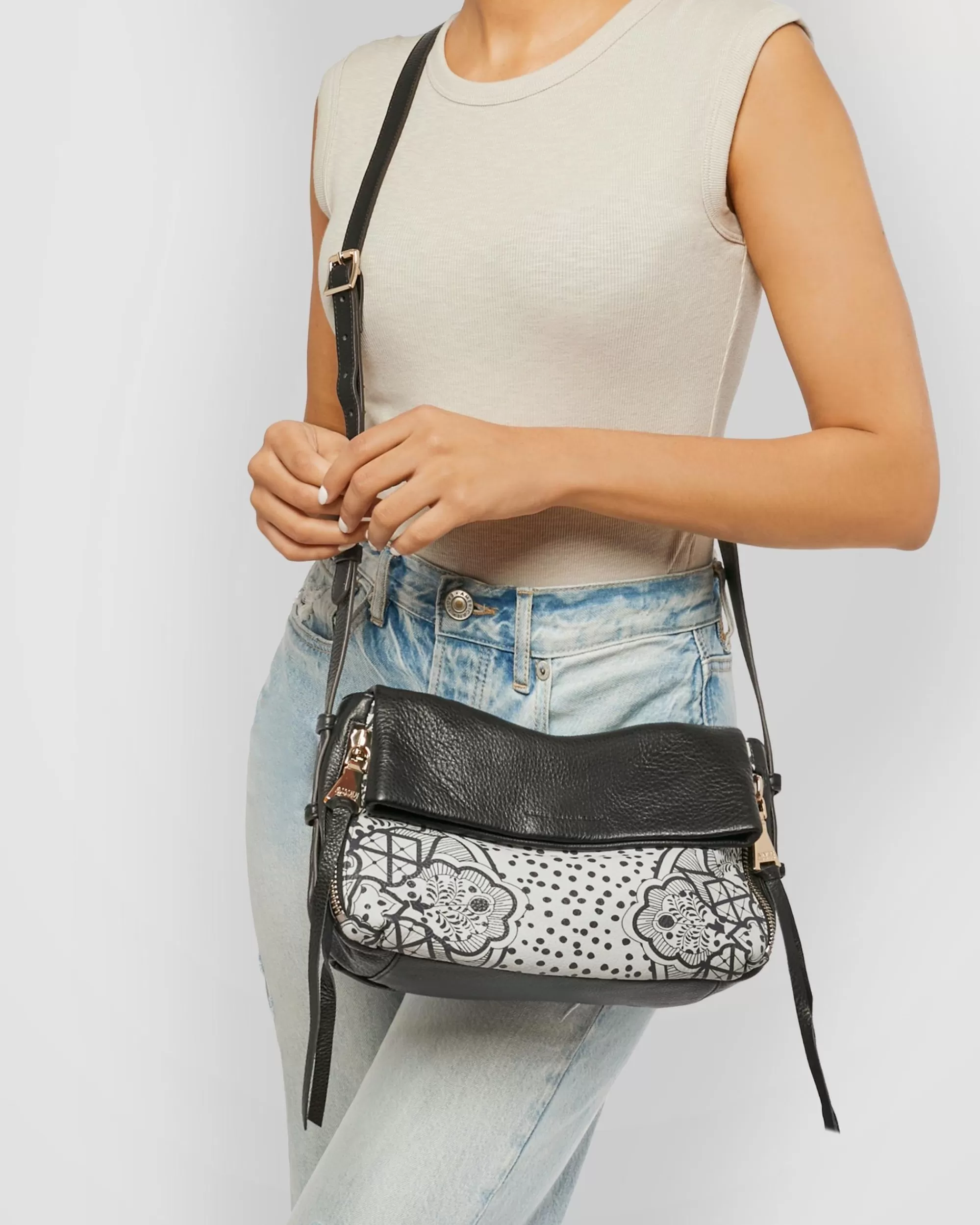 Aimee Kestenberg Crossbody Bags-Bali Crossbody Black White Ceramic
