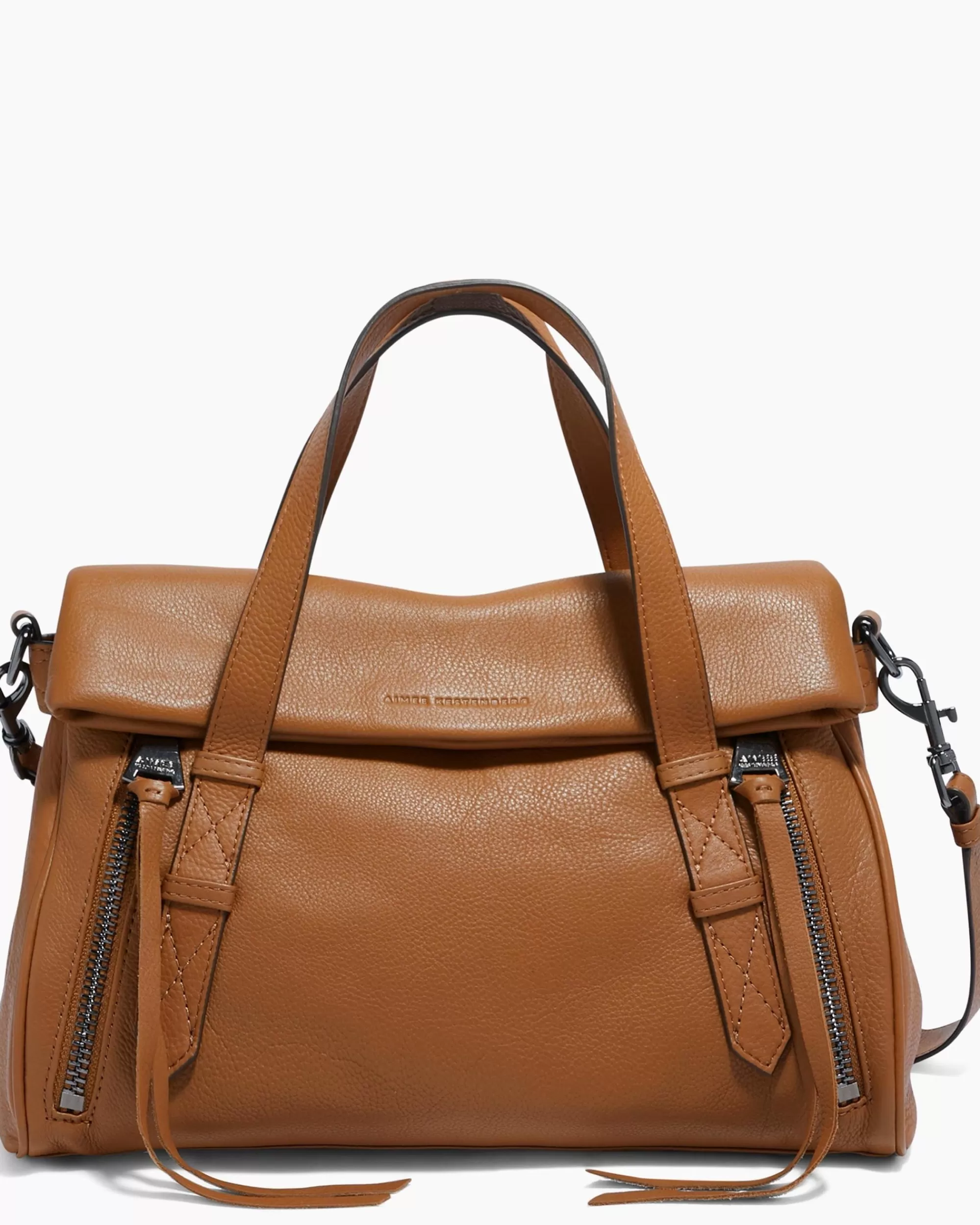 Aimee Kestenberg Satchels-Bali Double Entry Satchel Chestnut Brown With Gunmetal