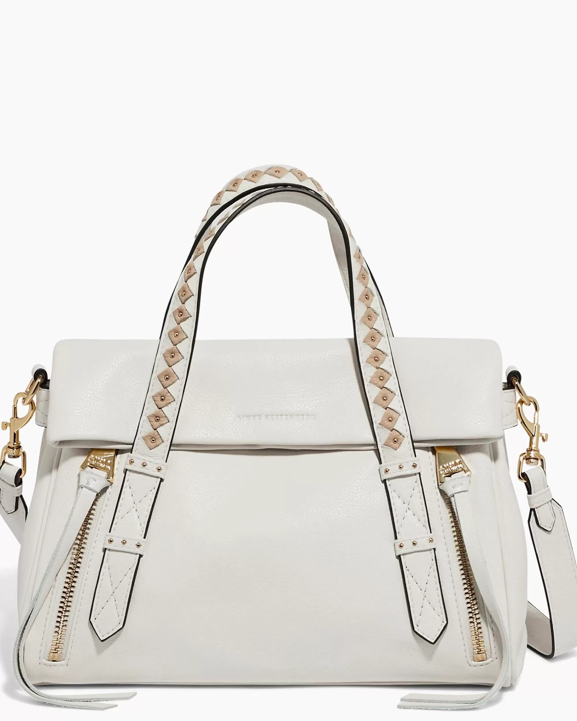 Aimee Kestenberg Satchels-Bali Double Entry Satchel Vanilla Ice/Almond Chevron