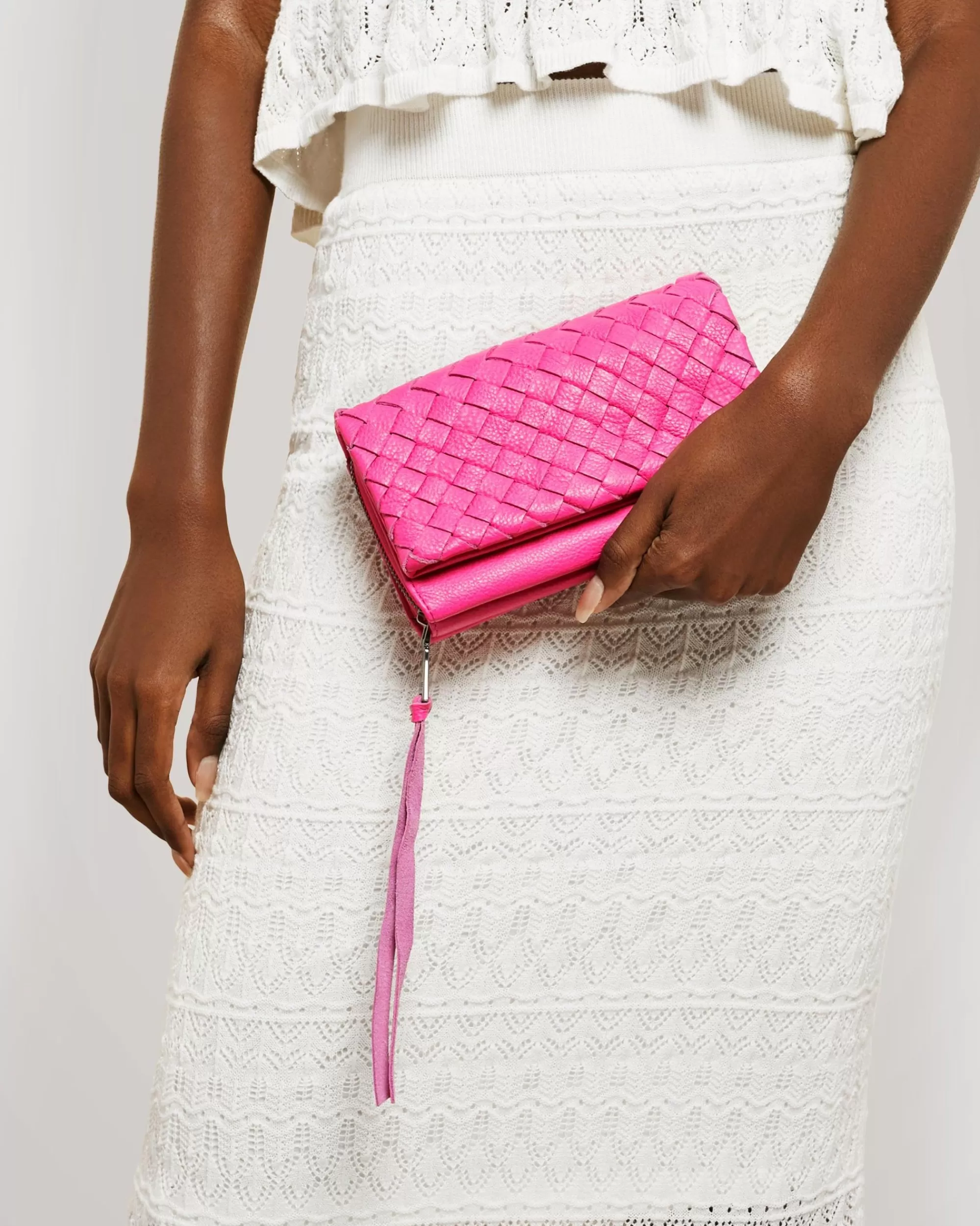 Aimee Kestenberg Crossbody Bags-Bali Wallet Crossbody Hot Pink Woven