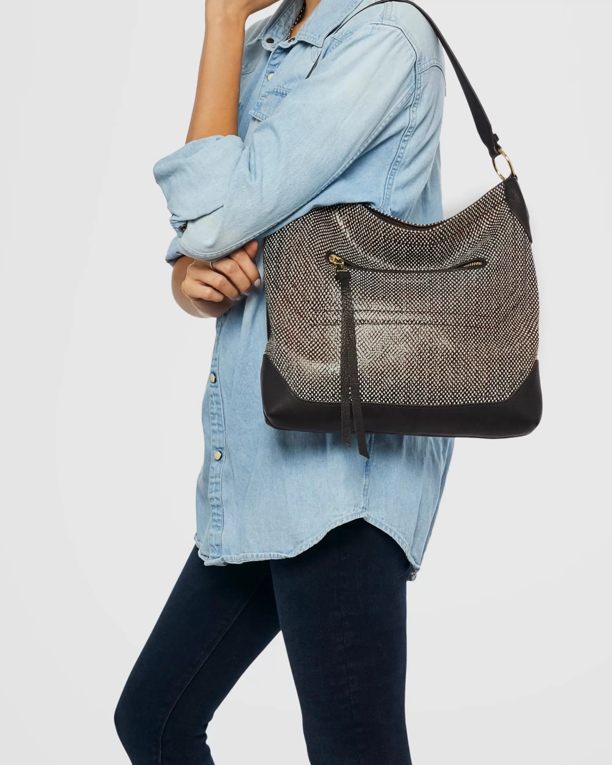 Aimee Kestenberg Shoulder Bags-Bandit Convertible Hobo Dotted Lizard