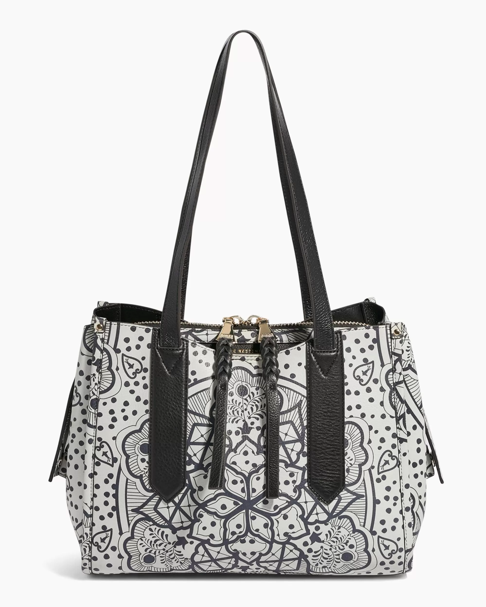 Aimee Kestenberg Satchels-Busy Bee Double Sided Satchel Black White Ceramic