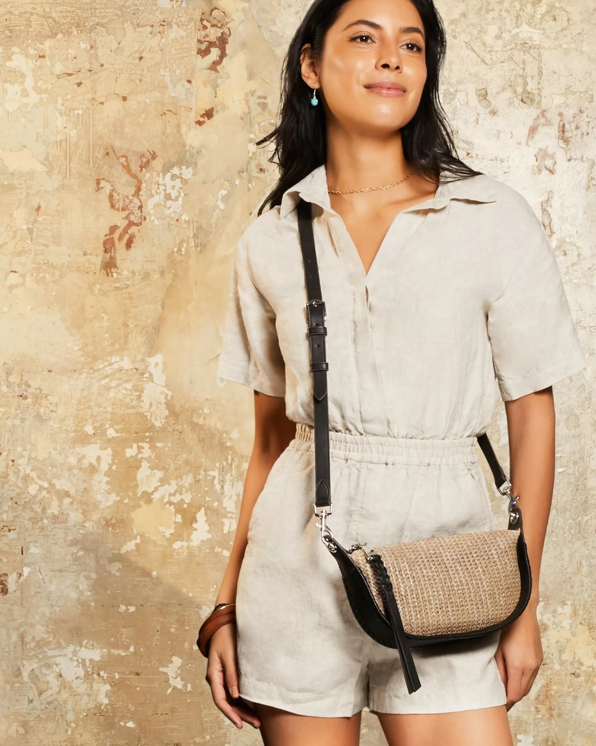 Aimee Kestenberg Crossbody Bags-Casablanca Raffia Crossbody Raffia Black