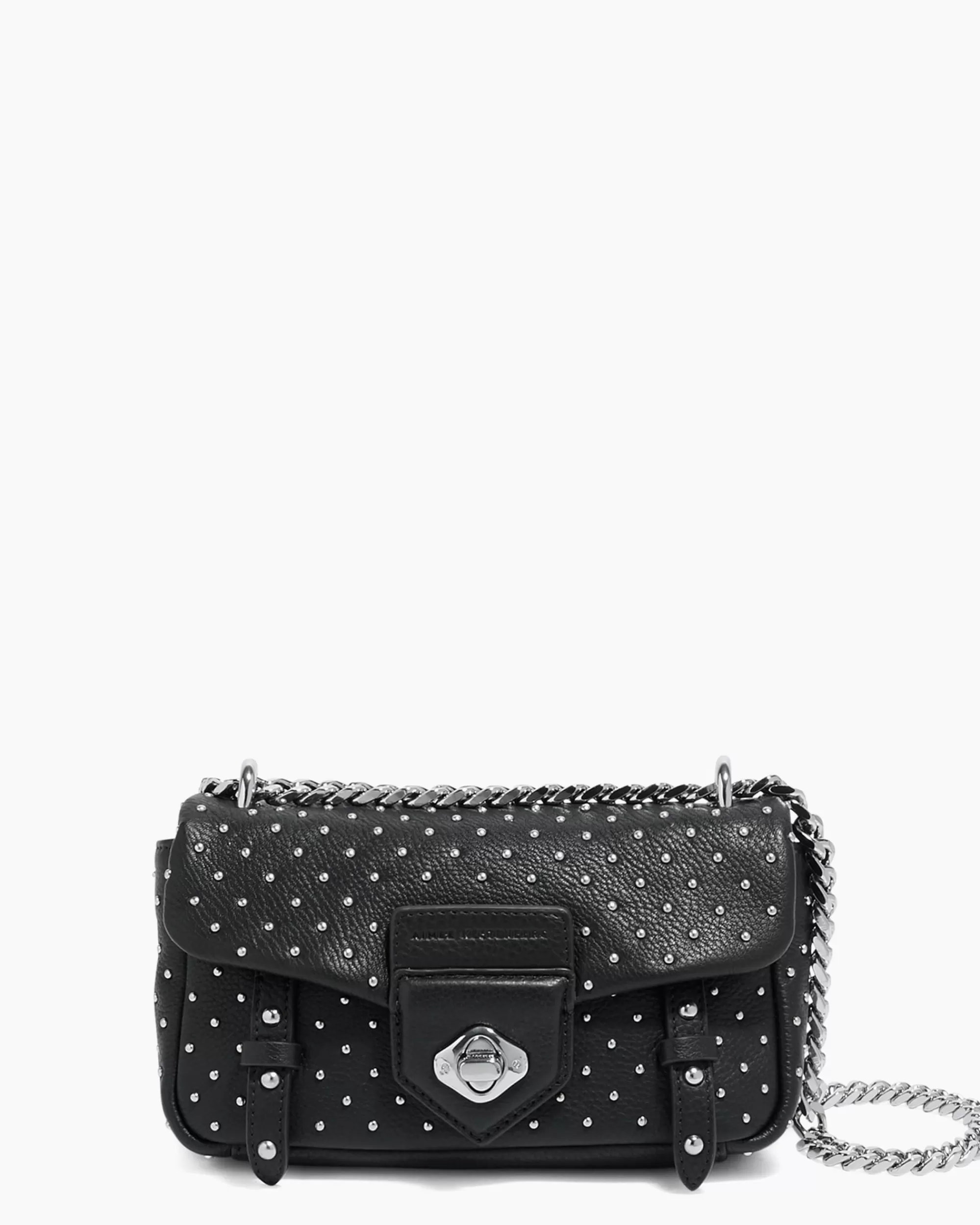 Aimee Kestenberg Shoulder Bags-Chain Reaction Novelty Mini Shoulder Bag Black With Shiny Silver Studs