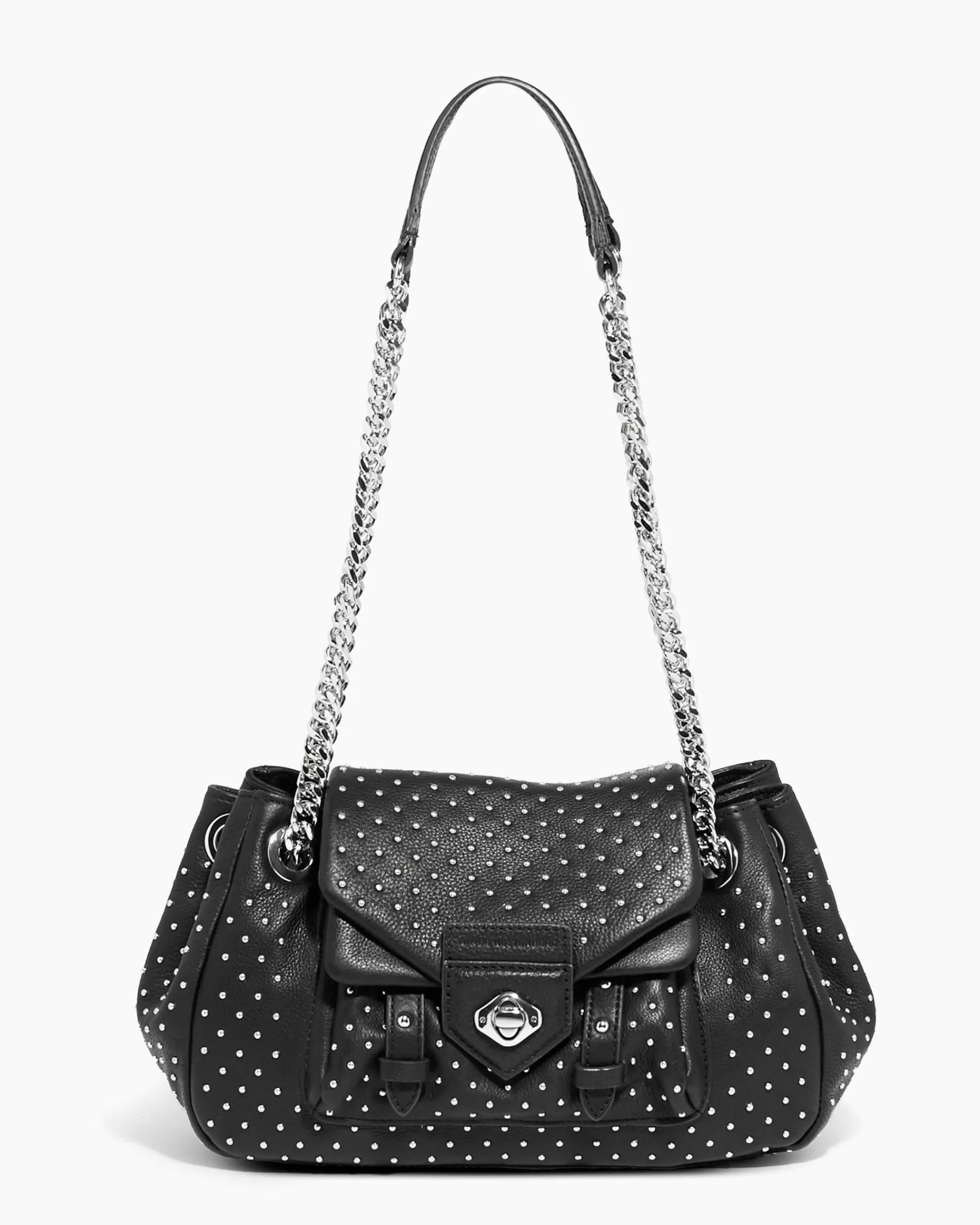 Aimee Kestenberg Satchels-Chain Reaction Novelty Satchel Black With Shiny Silver Studs