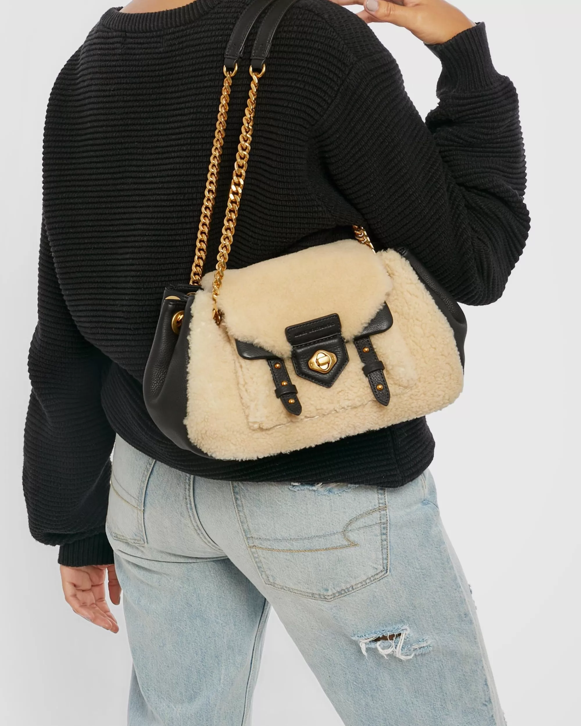 Aimee Kestenberg Satchels-Chain Reaction Novelty Satchel Natural Shearling