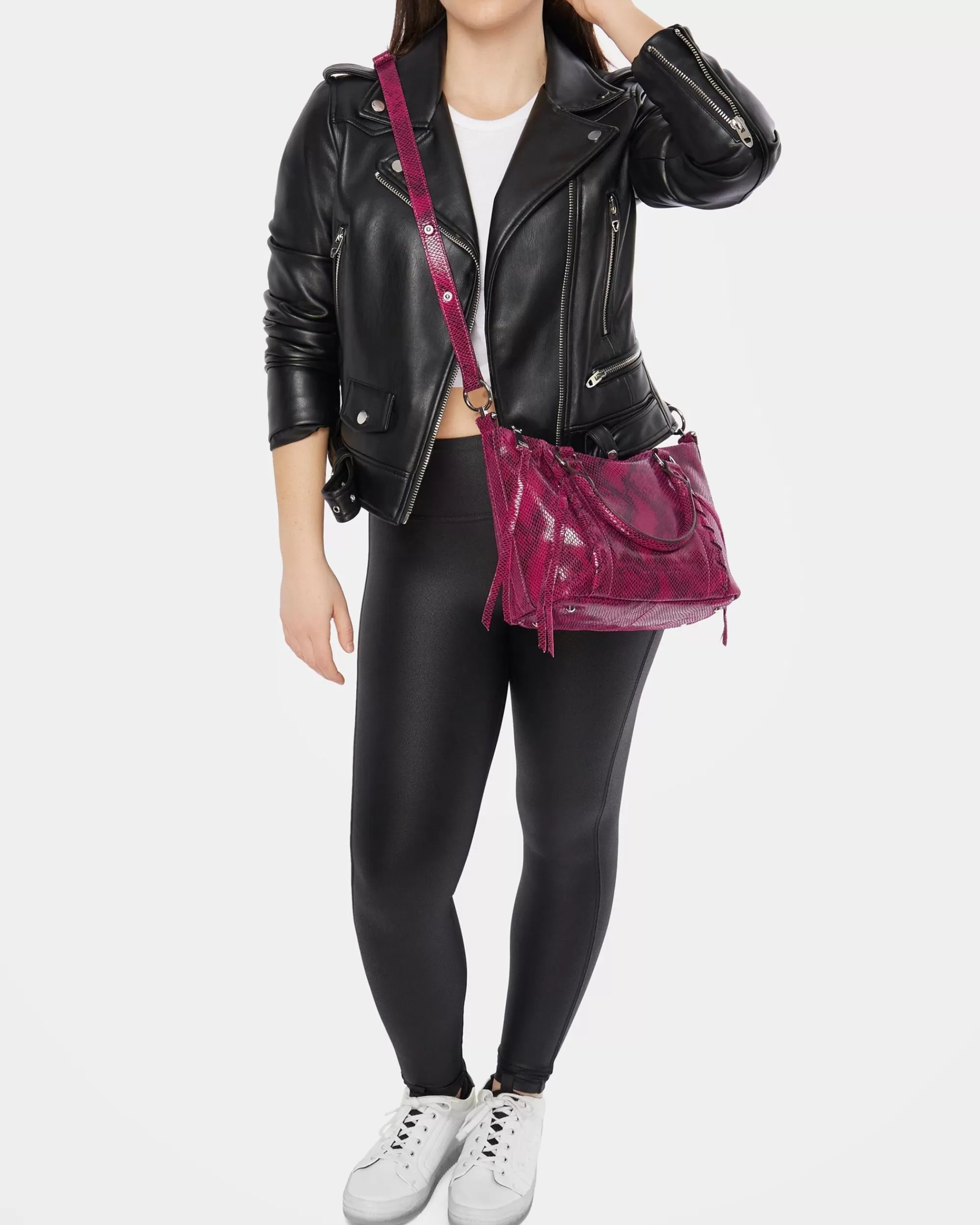 Aimee Kestenberg Crossbody Bags-Chakra Satchel Crossbody Magenta Cobra