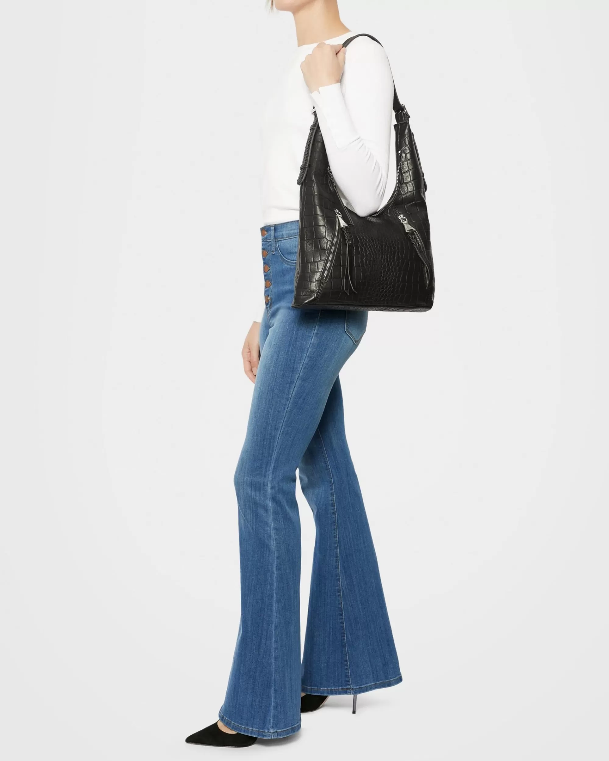 Aimee Kestenberg Shoulder Bags-Day Dream Hobo Black Croco