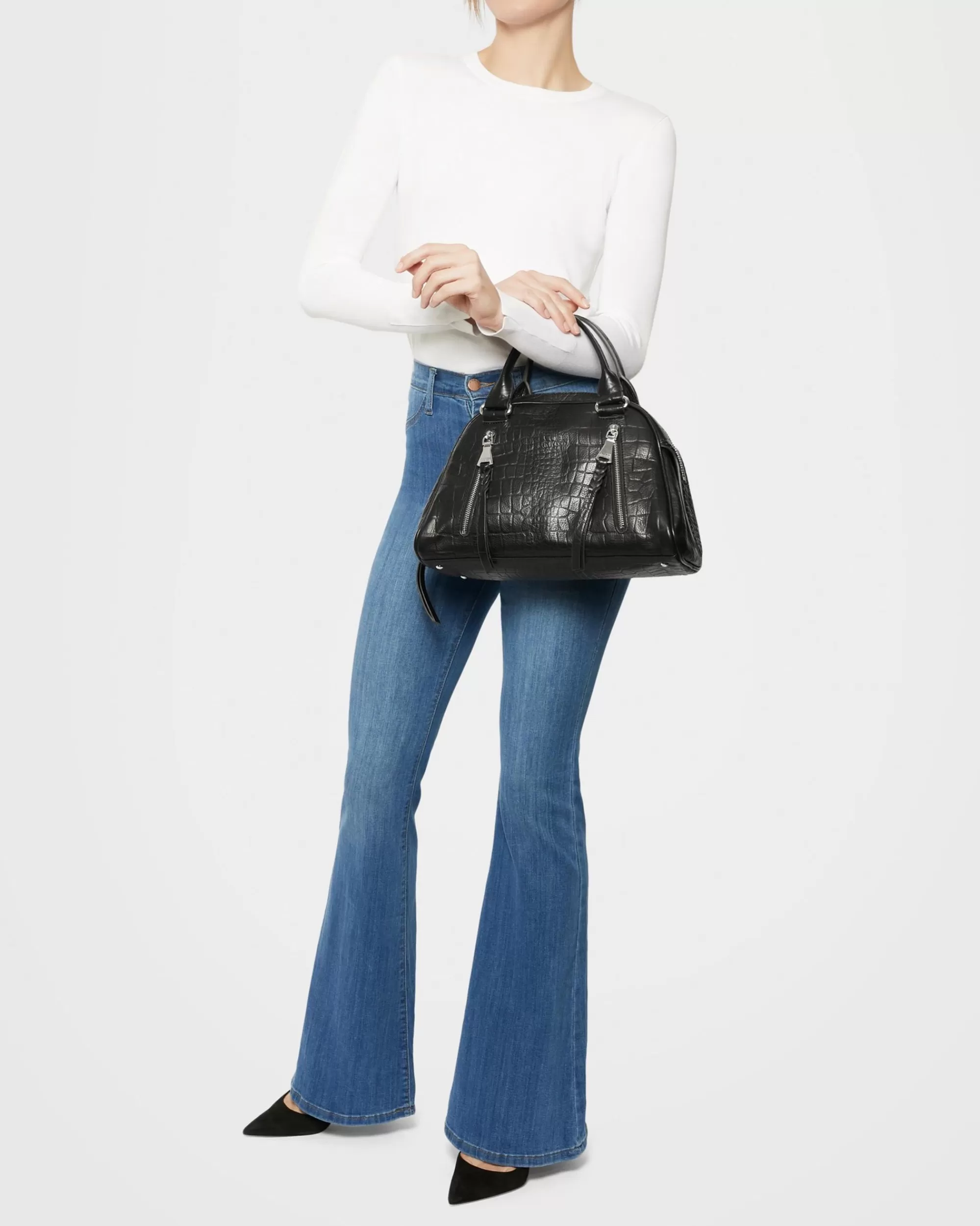 Aimee Kestenberg Shoulder Bags-Day Dream Satchel Black Croco