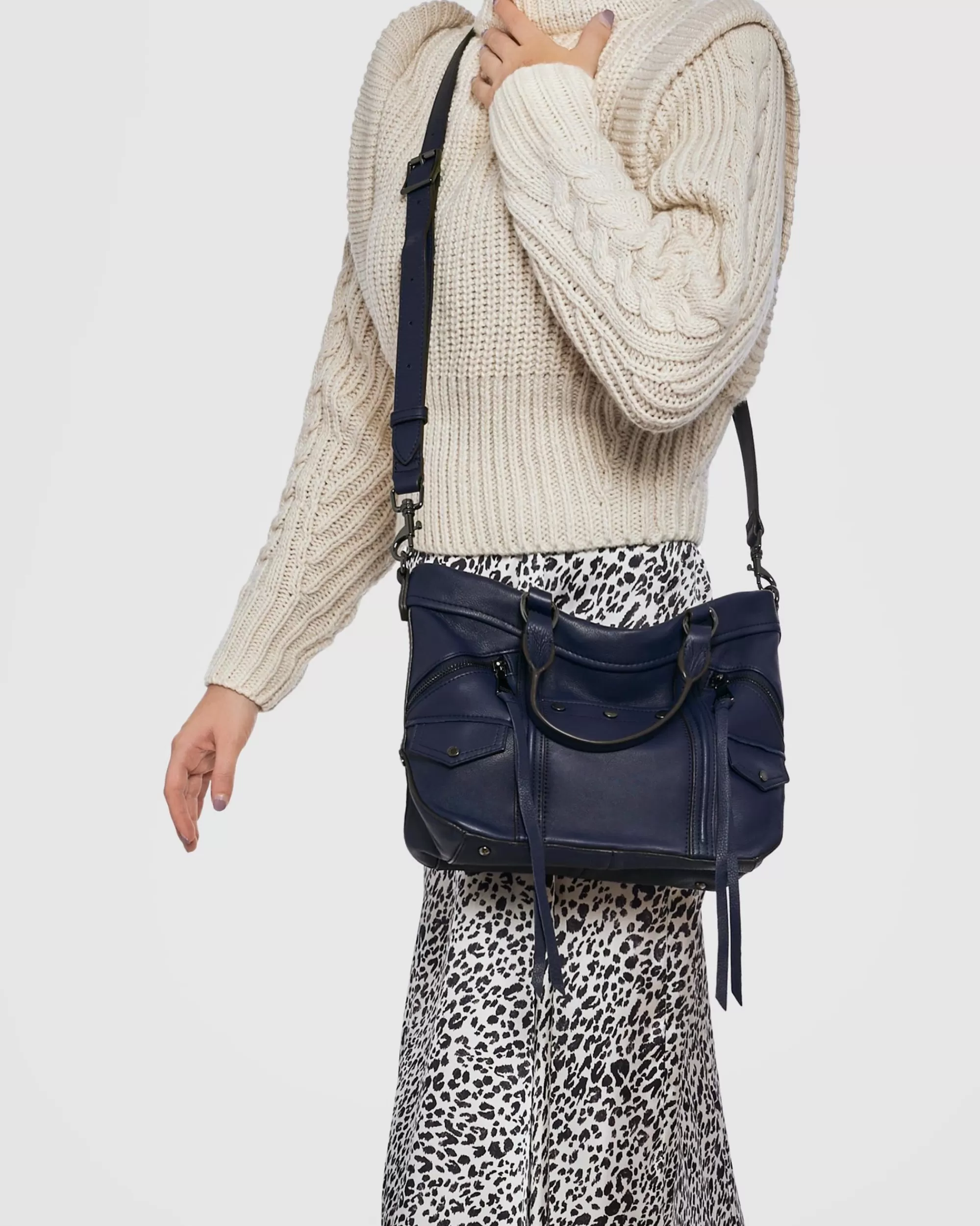 Aimee Kestenberg Tote Bags-Fair Game Mini Convertible Tote Navy