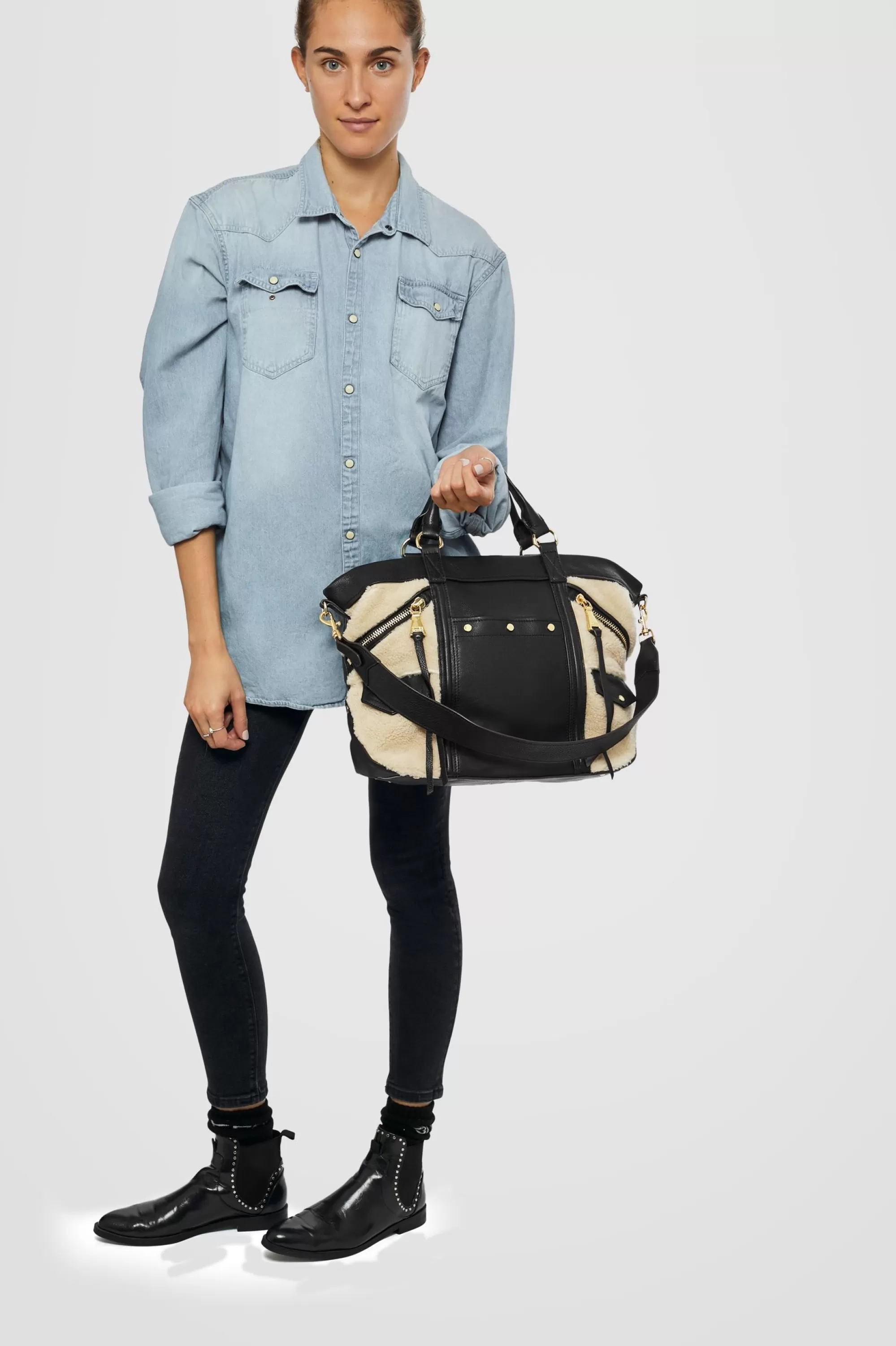 Aimee Kestenberg Tote Bags-Fair Game Novelty Convertible Tote Shearling