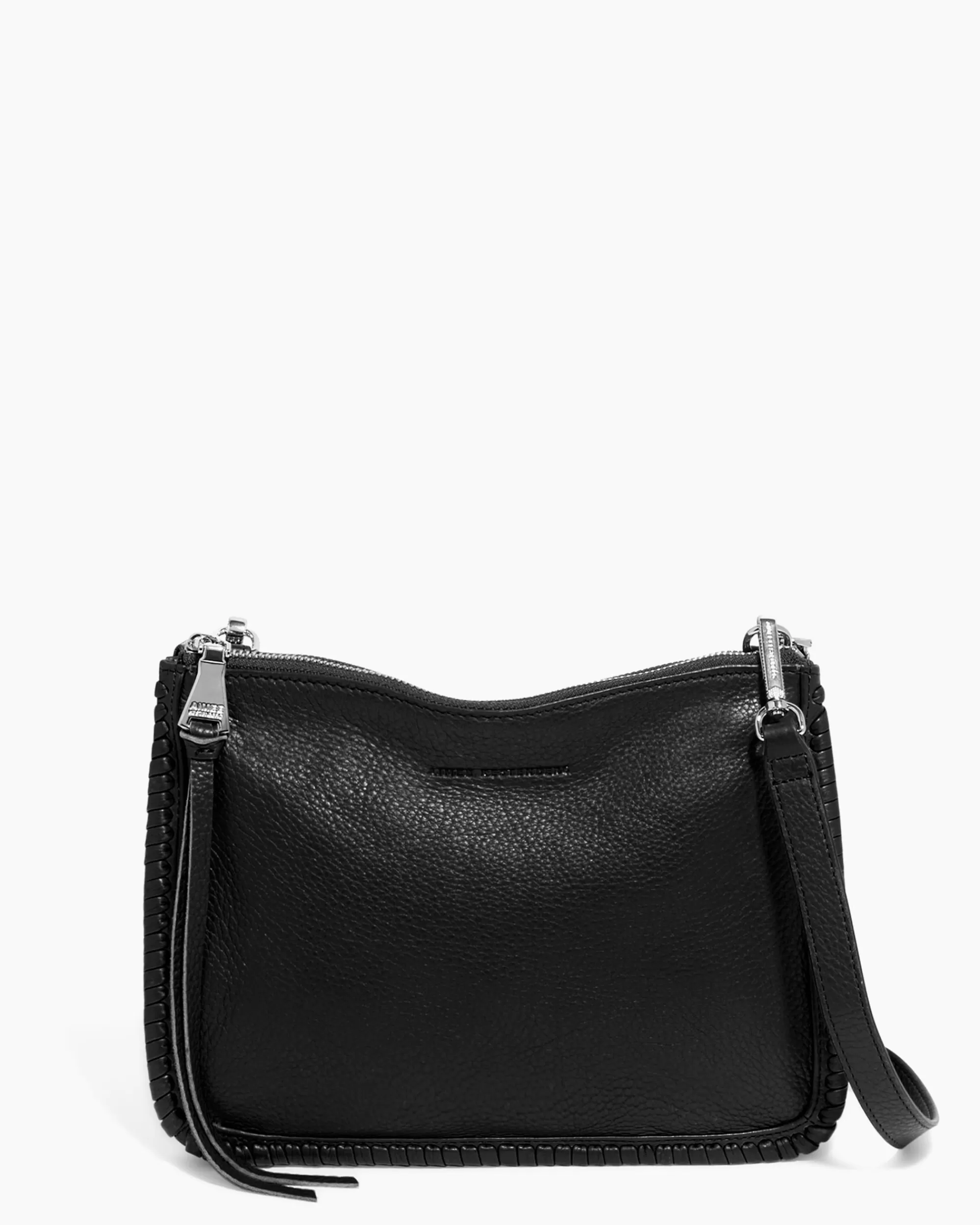 Aimee Kestenberg Crossbody Bags-Famous Double Top Zip Crossbody Black With Silver
