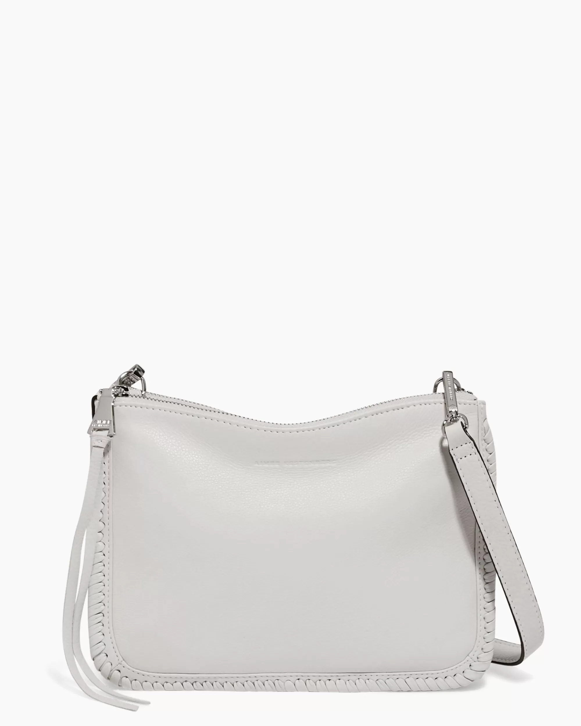 Aimee Kestenberg Crossbody Bags-Famous Double Top Zip Crossbody Vanilla Ice With Shiny Silver