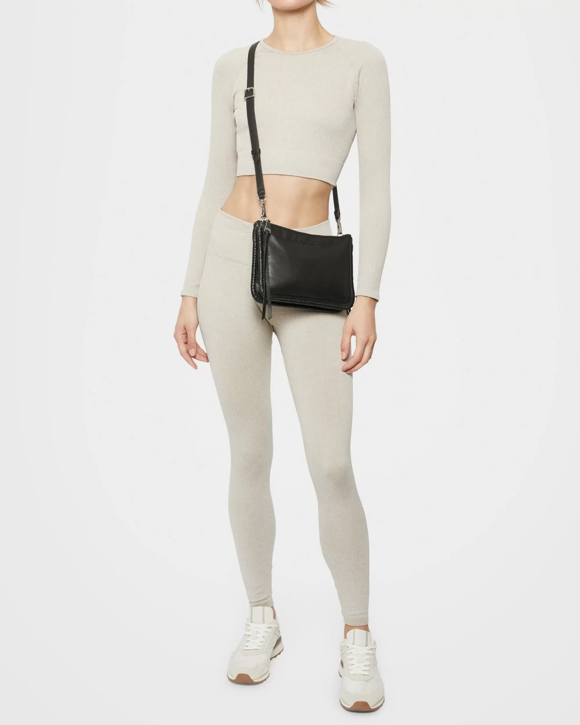 Aimee Kestenberg Crossbody Bags-Famous Double Top Zip Crossbody Black With Silver