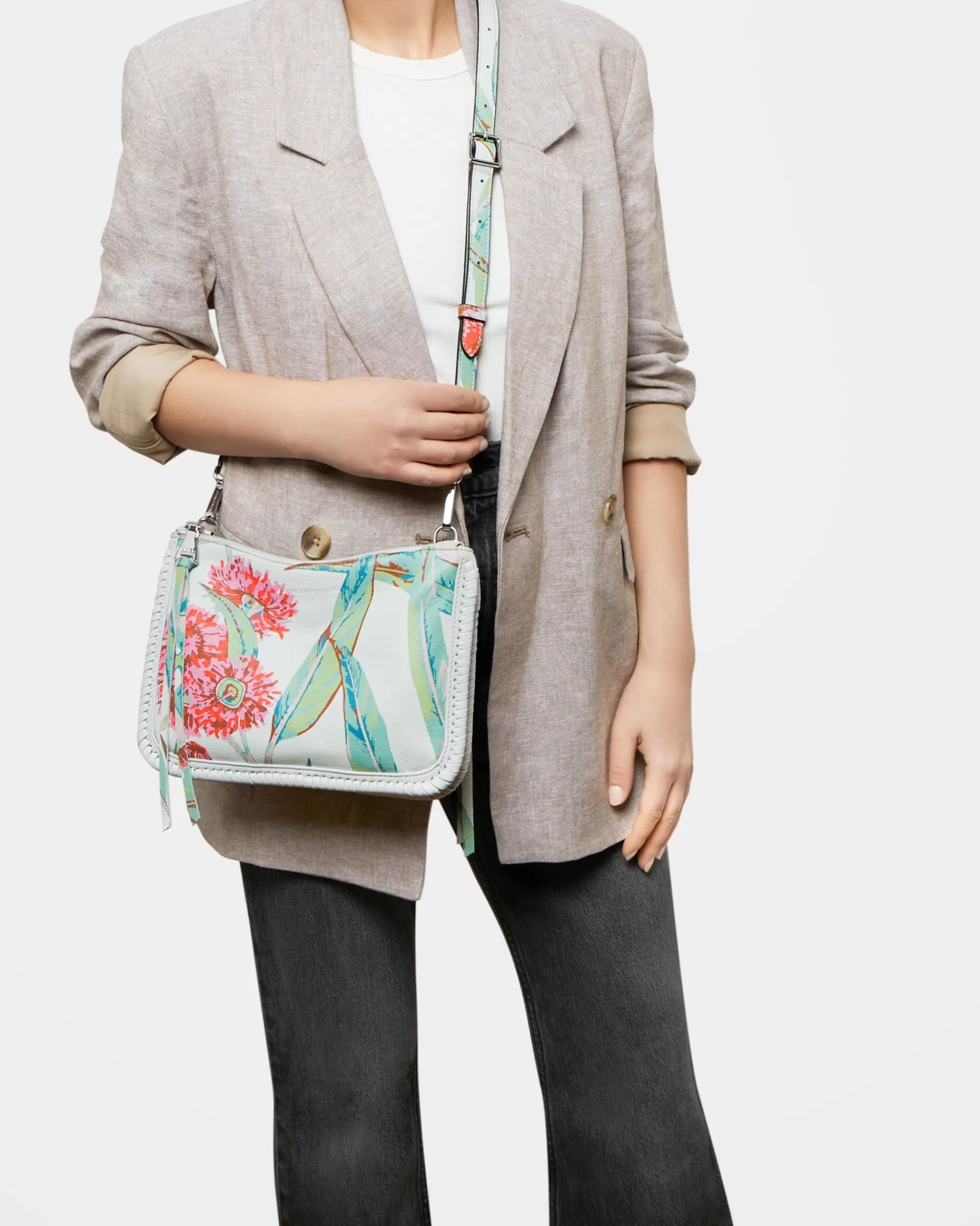 Aimee Kestenberg Crossbody Bags-Famous Double Top Zip Crossbody Eucalyptus Print