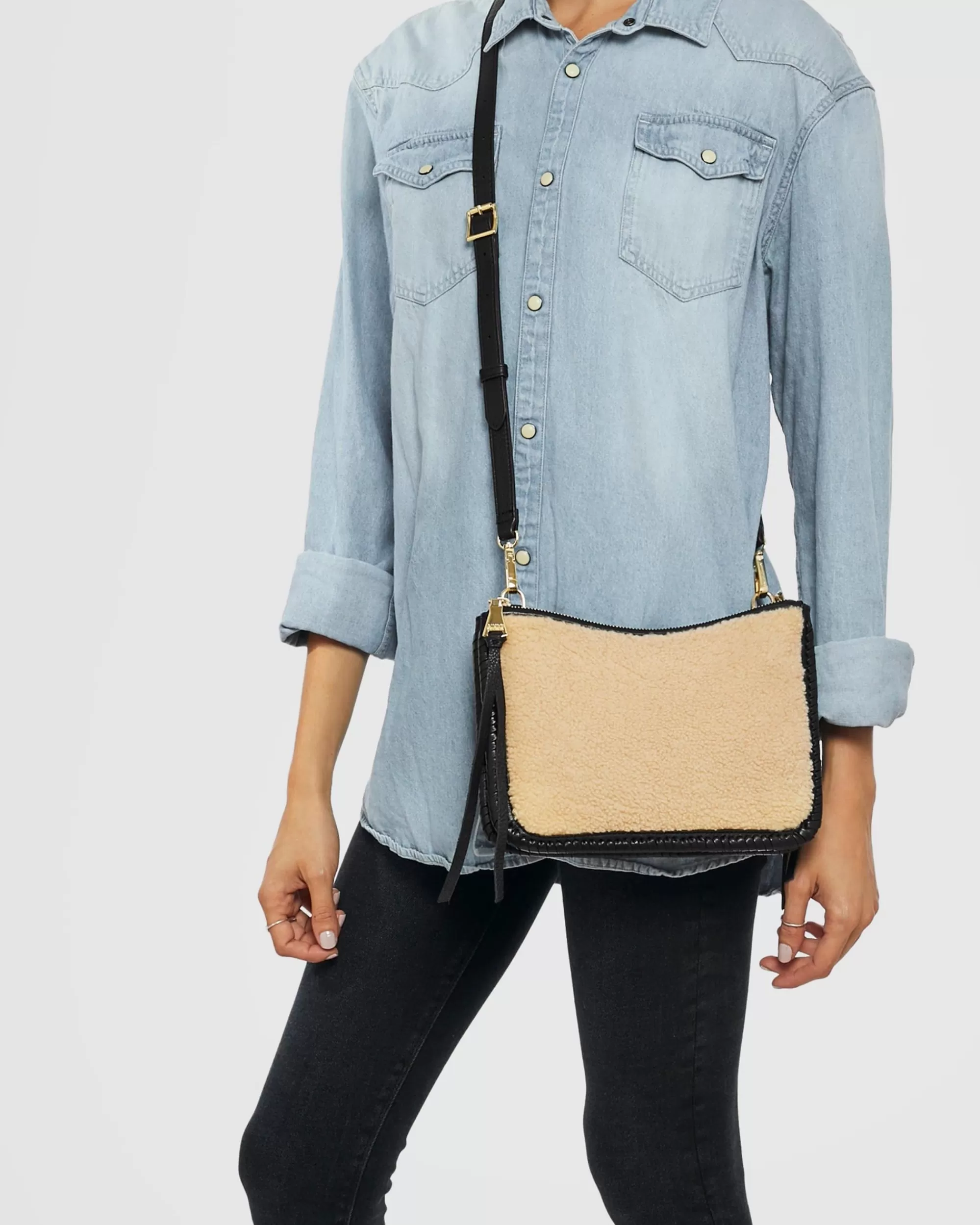Aimee Kestenberg Crossbody Bags-Famous Double Top Zip Crossbody Shearling