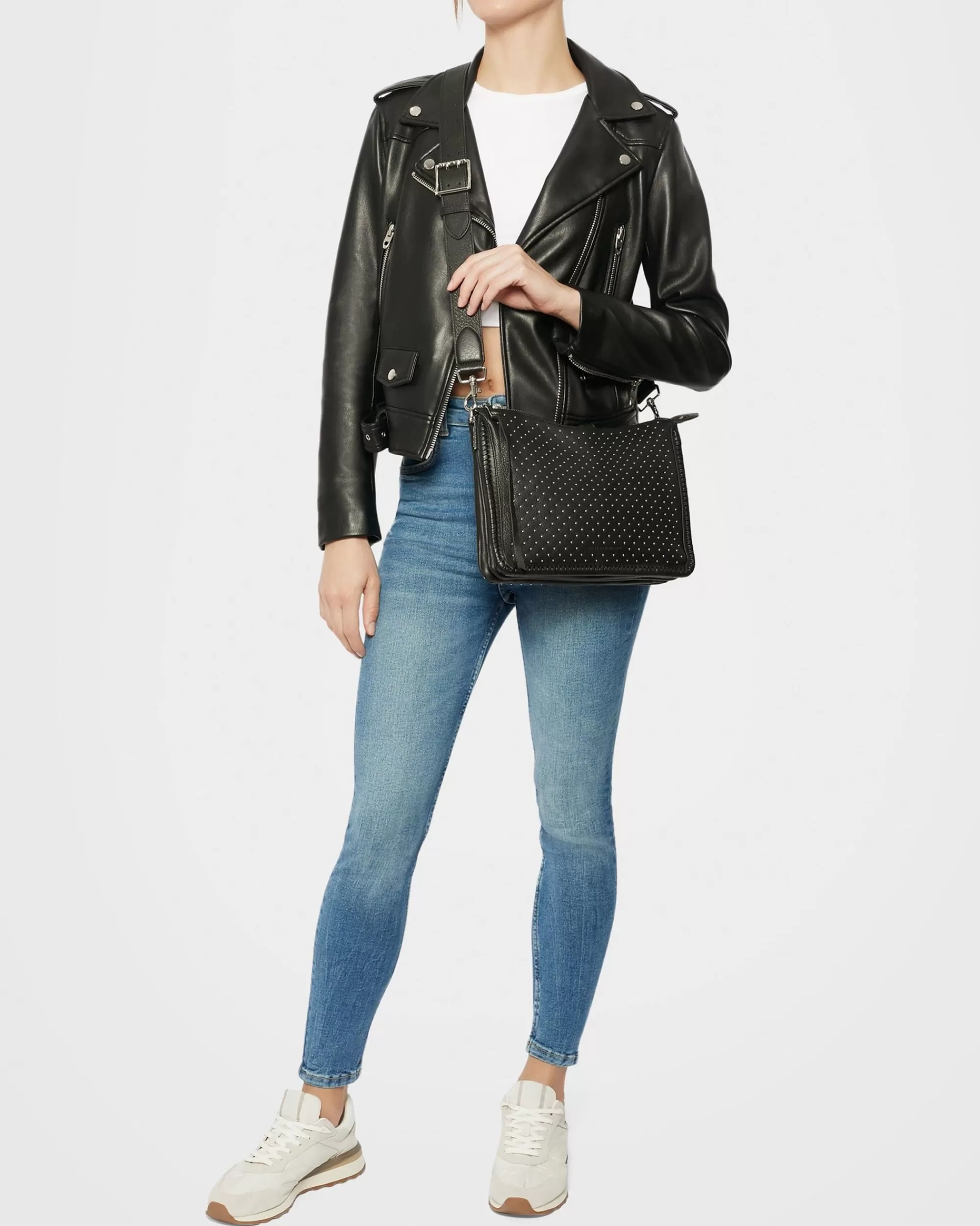 Aimee Kestenberg Crossbody Bags-Famous Large Crossbody Black With Shiny Silver Studs