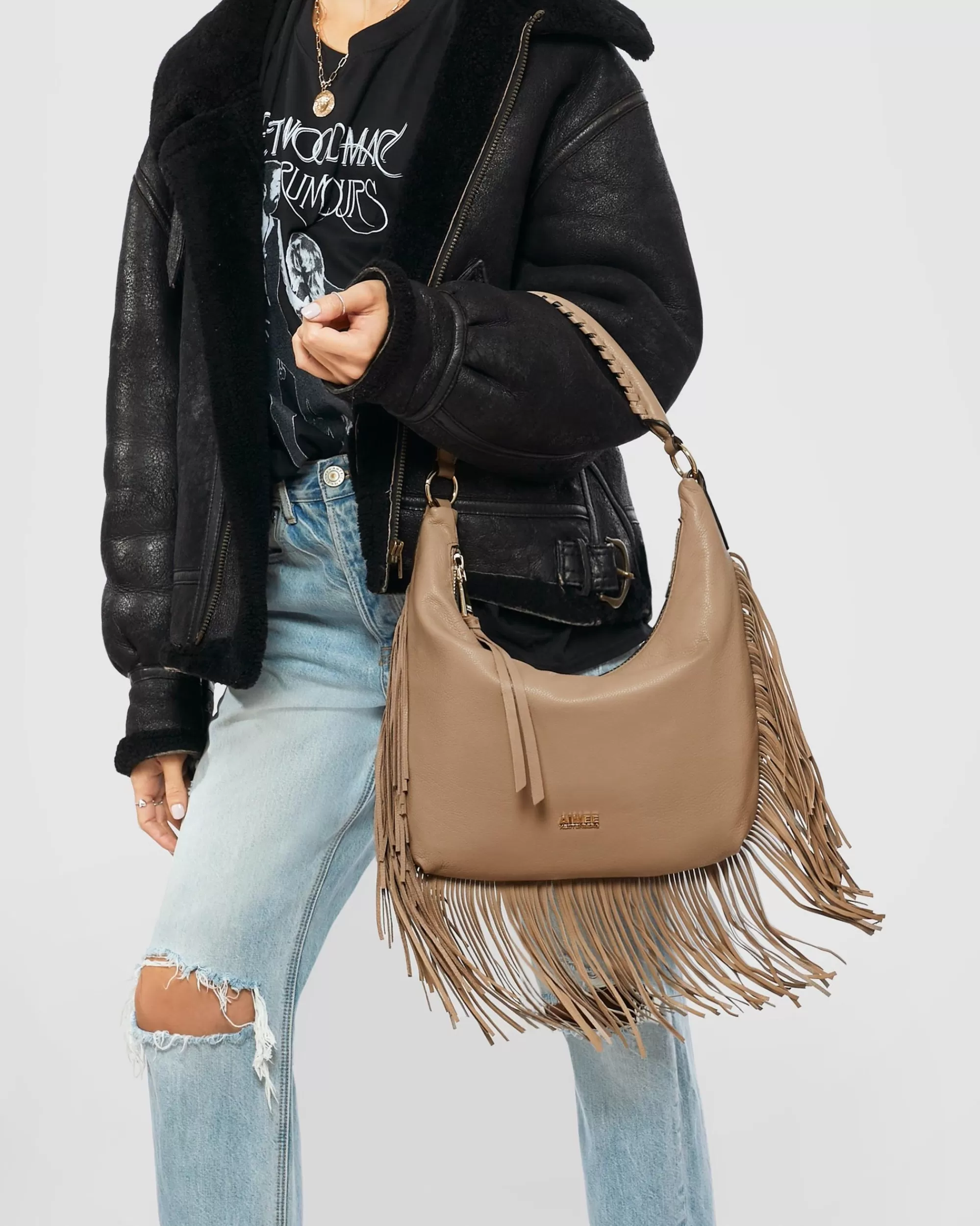 Aimee Kestenberg Shoulder Bags-Fringe Benefits Hobo Oat
