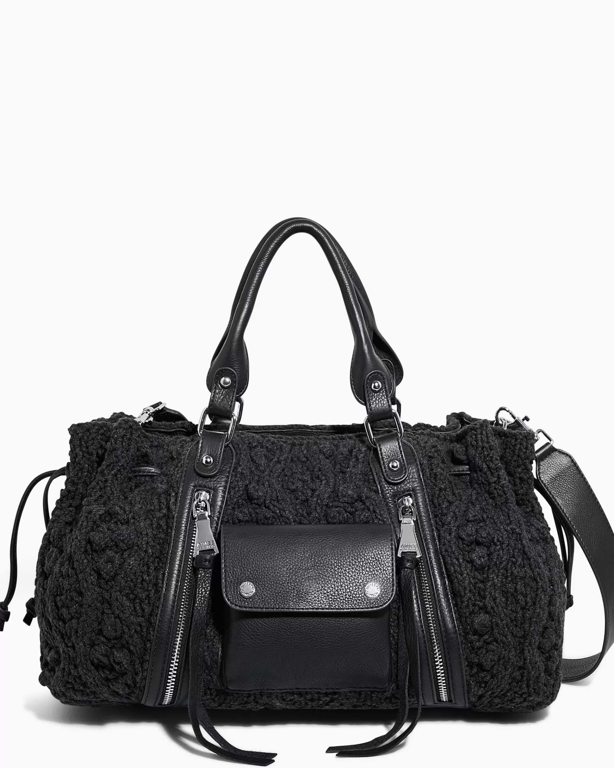 Aimee Kestenberg Satchels-Knit Me Up Satchel Black With Silver