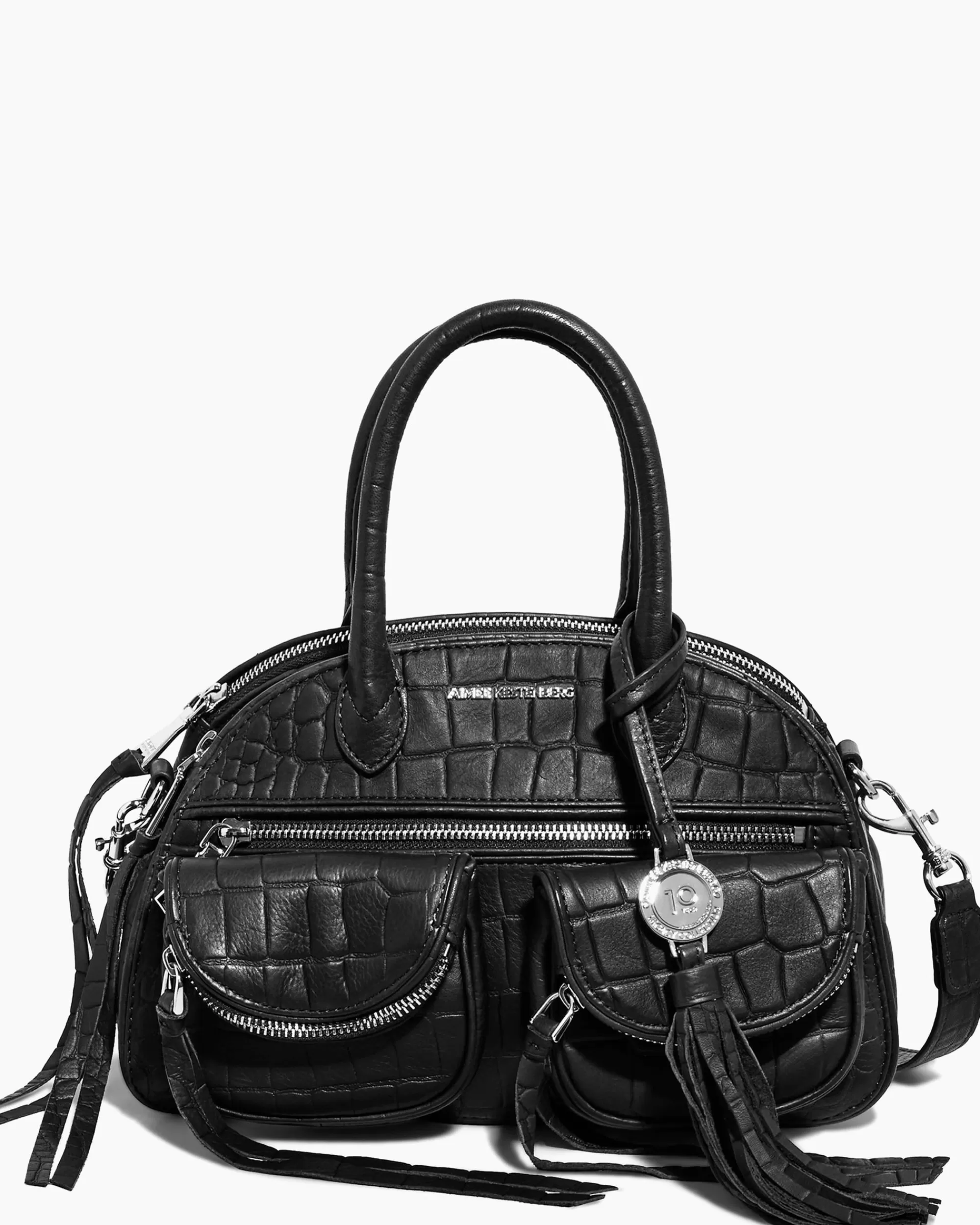 Aimee Kestenberg Satchels-Mini Lucy Satchel Black Croco