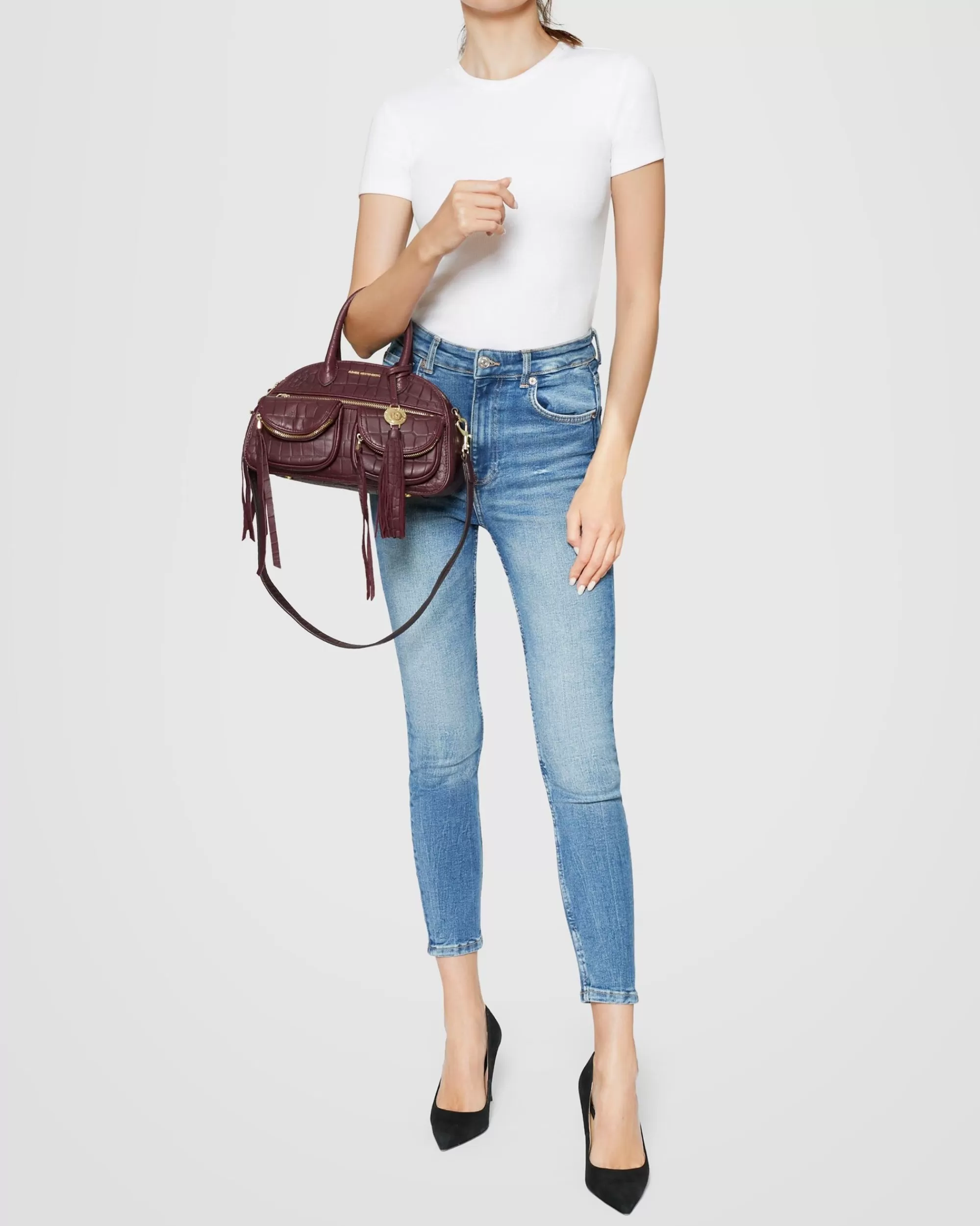 Aimee Kestenberg Satchels-Mini Lucy Satchel True Plum Croco