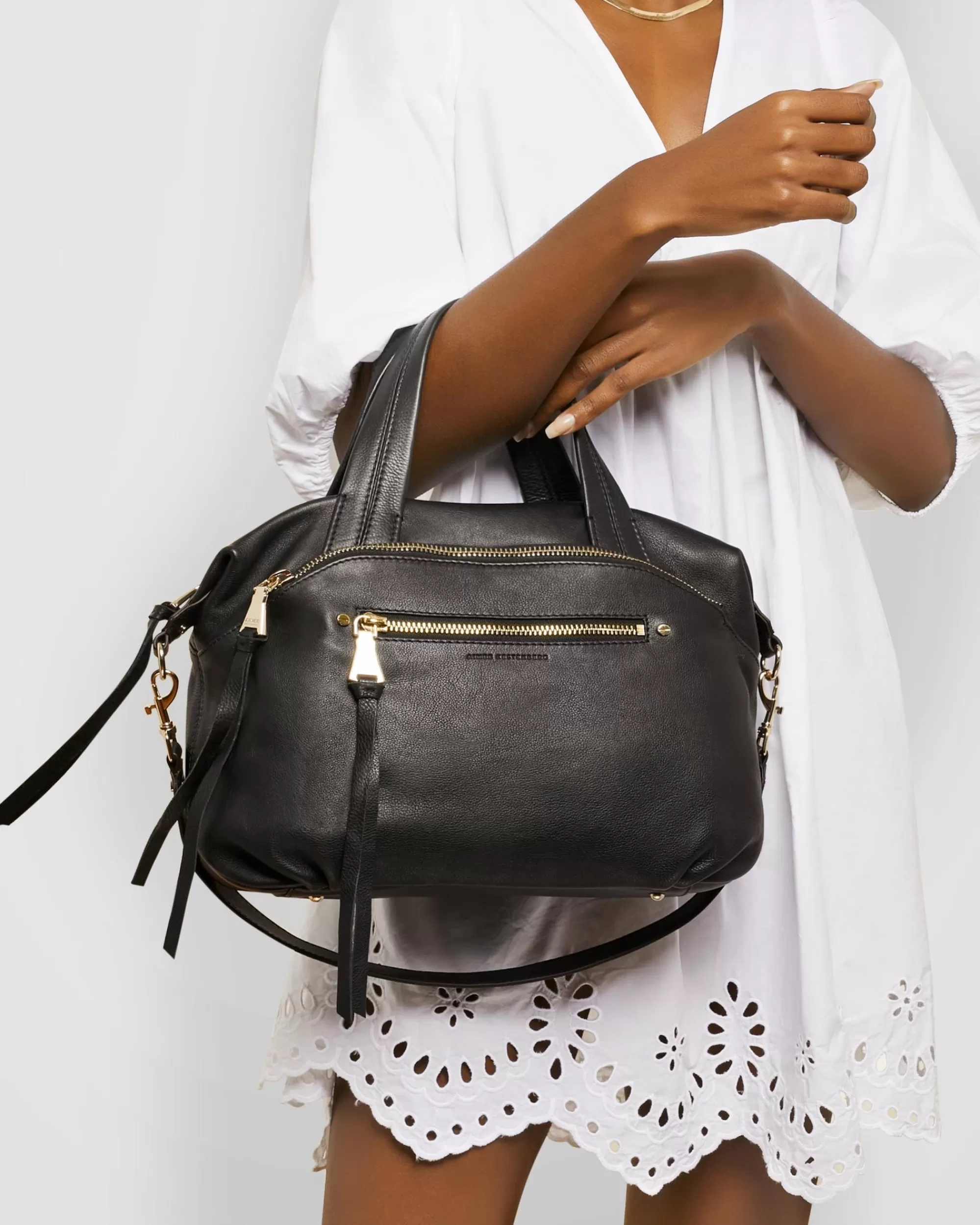 Aimee Kestenberg Satchels-Night Is Young Satchel Black With Light Gold