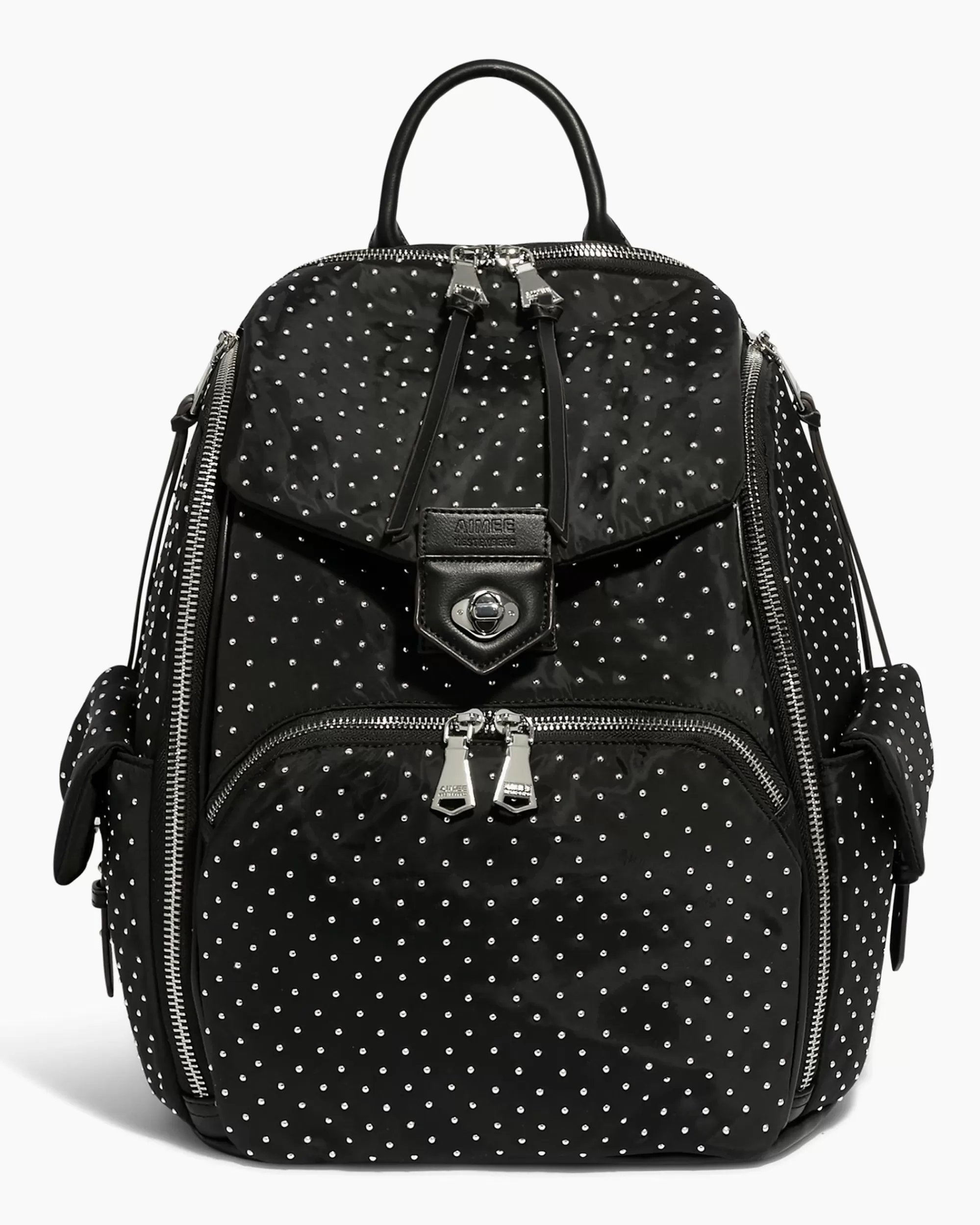 Aimee Kestenberg Backpacks-Not Your Basic Mama Backpack Black With Shiny Silver Studs