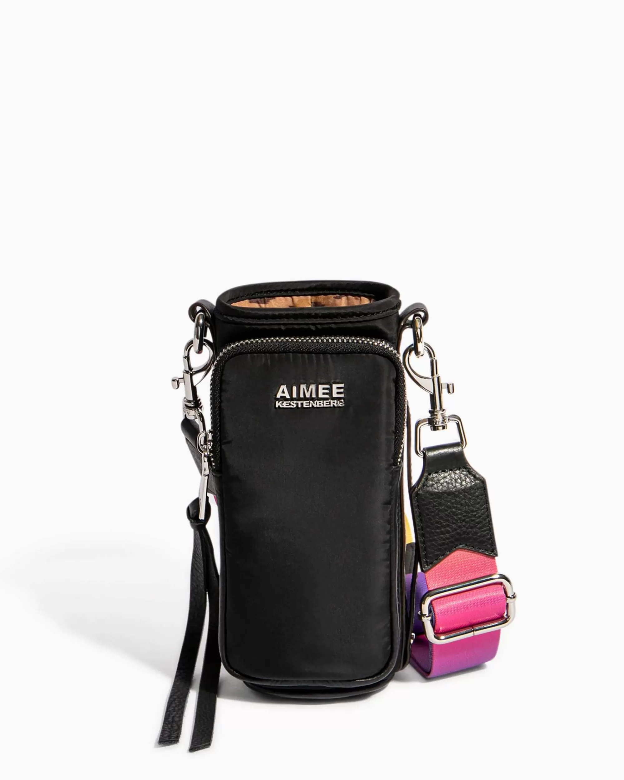 Aimee Kestenberg Crossbody Bags-On Top Of The World Water Bottle Crossbody Black With Ombre Strap