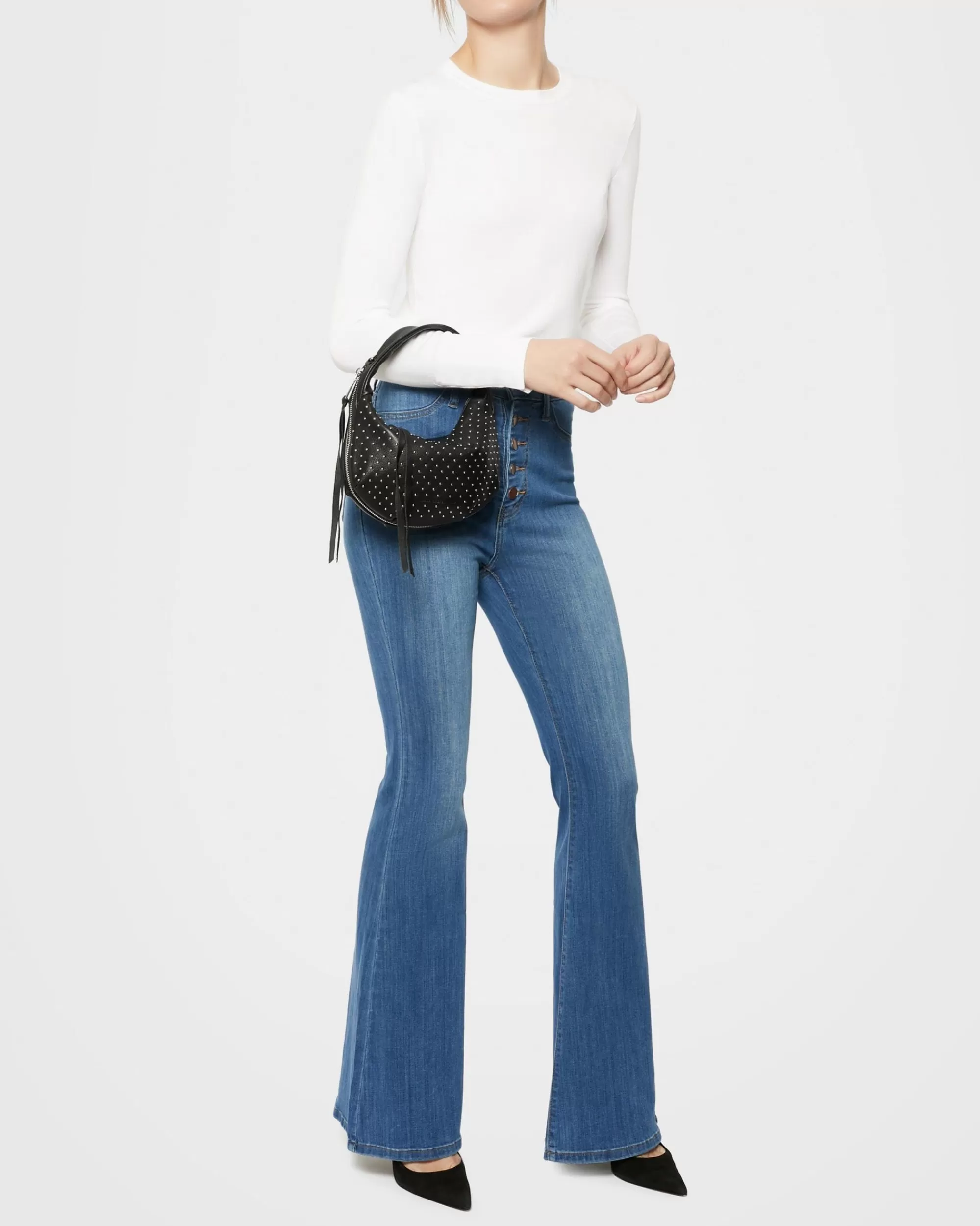 Aimee Kestenberg Crossbody Bags-Roxbury Mini Convertible Crossbody Black With Shiny Silver Studs