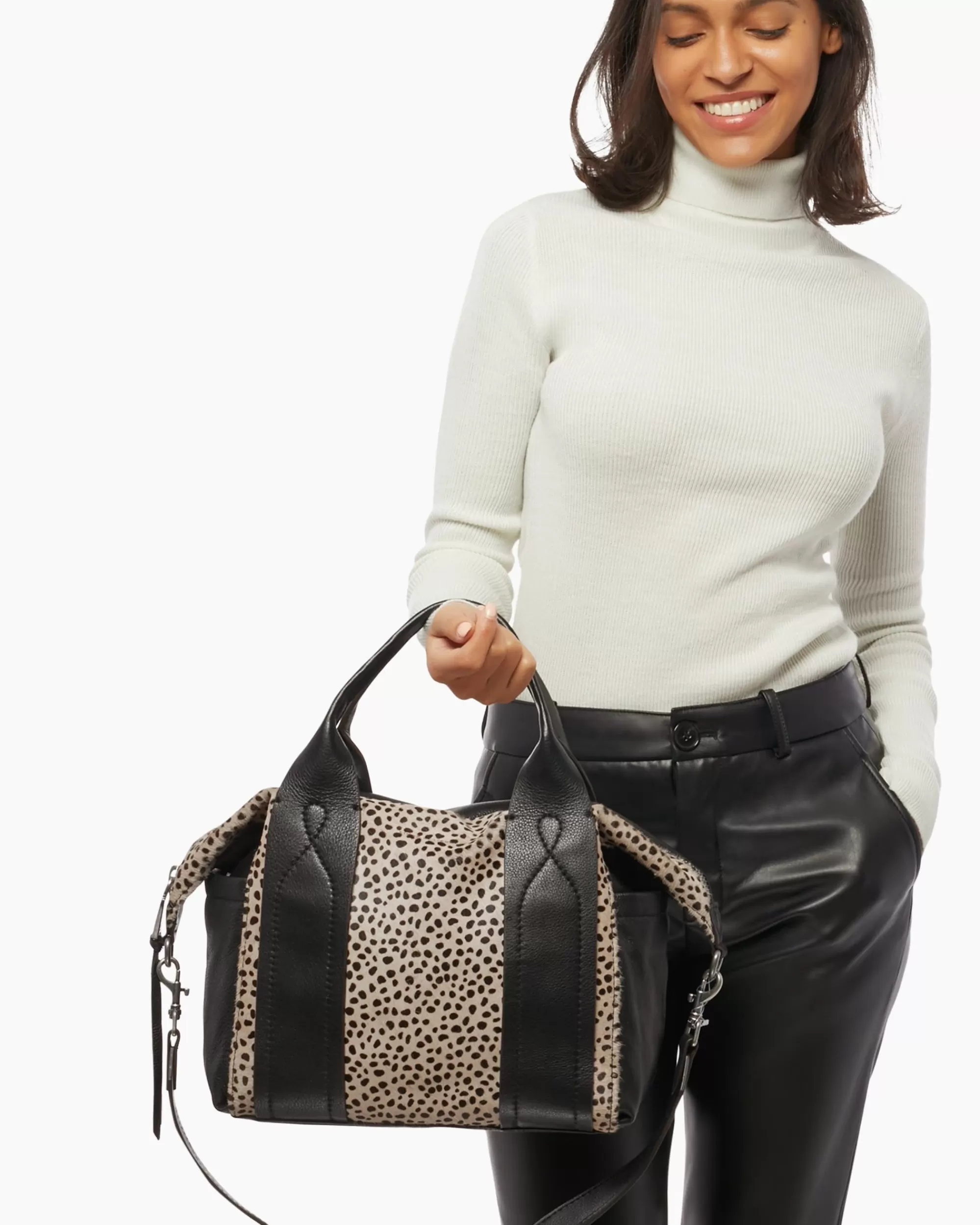 Aimee Kestenberg Satchels-Runaway Convertible Satchel Oat Cheetah Haircalf