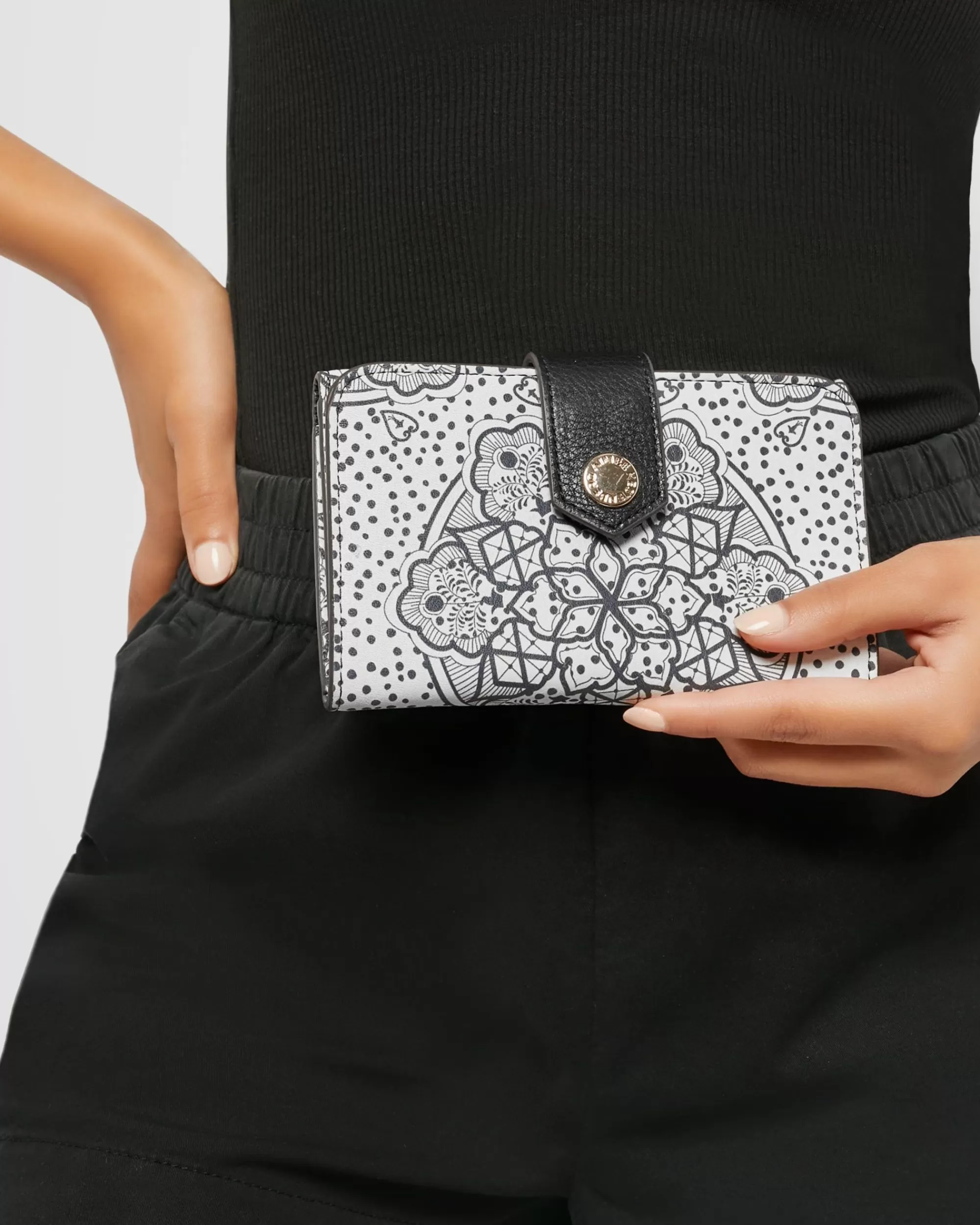Aimee Kestenberg Wallets-Self Love Trifold Wallet Black White Ceramic