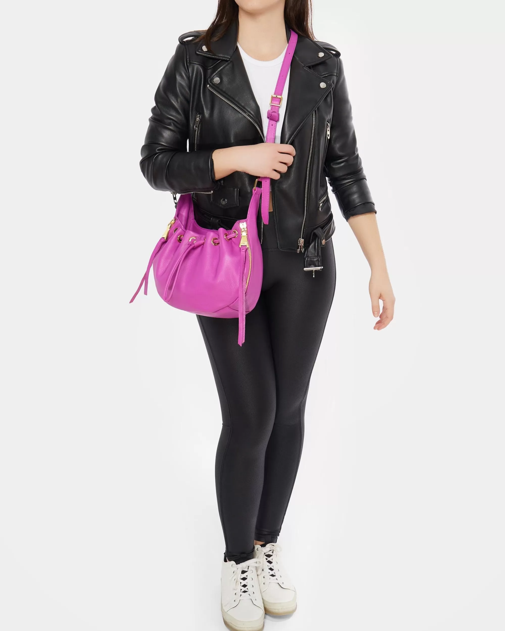 Aimee Kestenberg Crossbody Bags-Serene Drawstring Crossbody Fuchsia