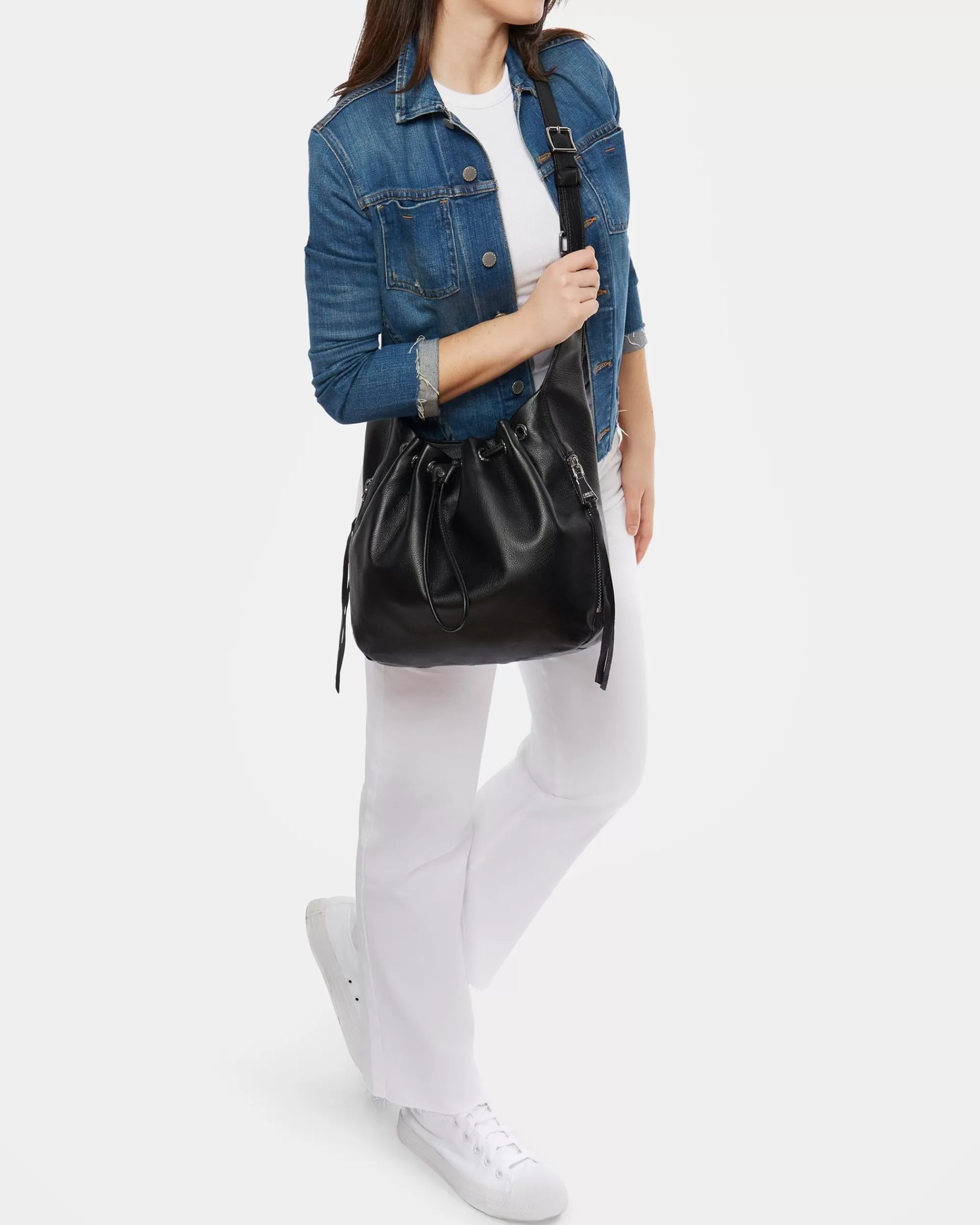 Aimee Kestenberg Shoulder Bags-Serene Drawstring Shoulder Black