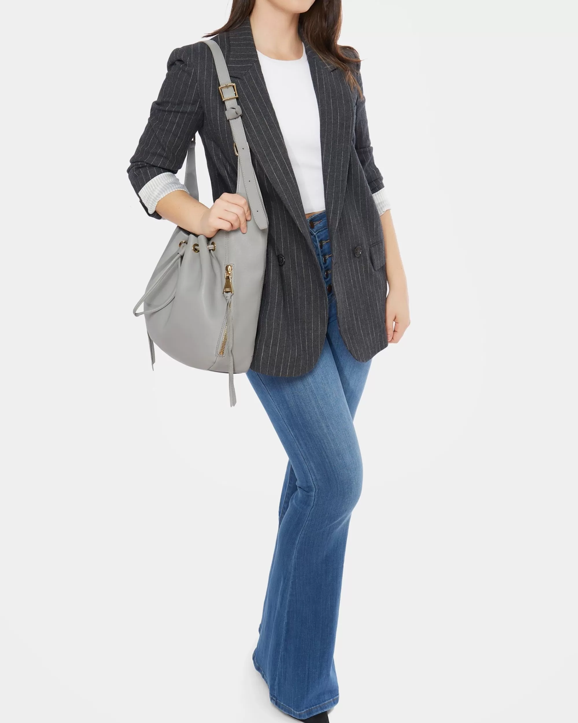 Aimee Kestenberg Shoulder Bags-Serene Drawstring Shoulder Cool Grey