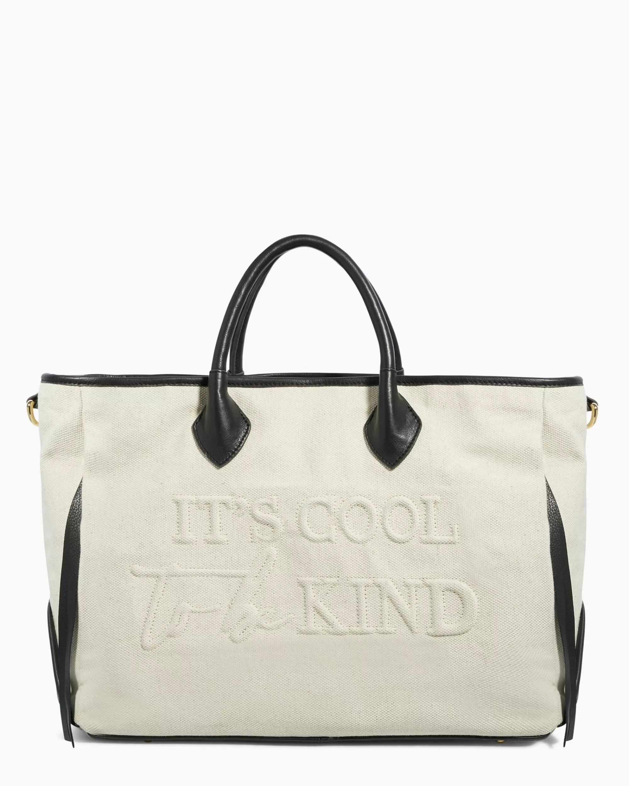 Aimee Kestenberg Tote Bags-Speak Up Canvas Tote Seeded Canvas With Black