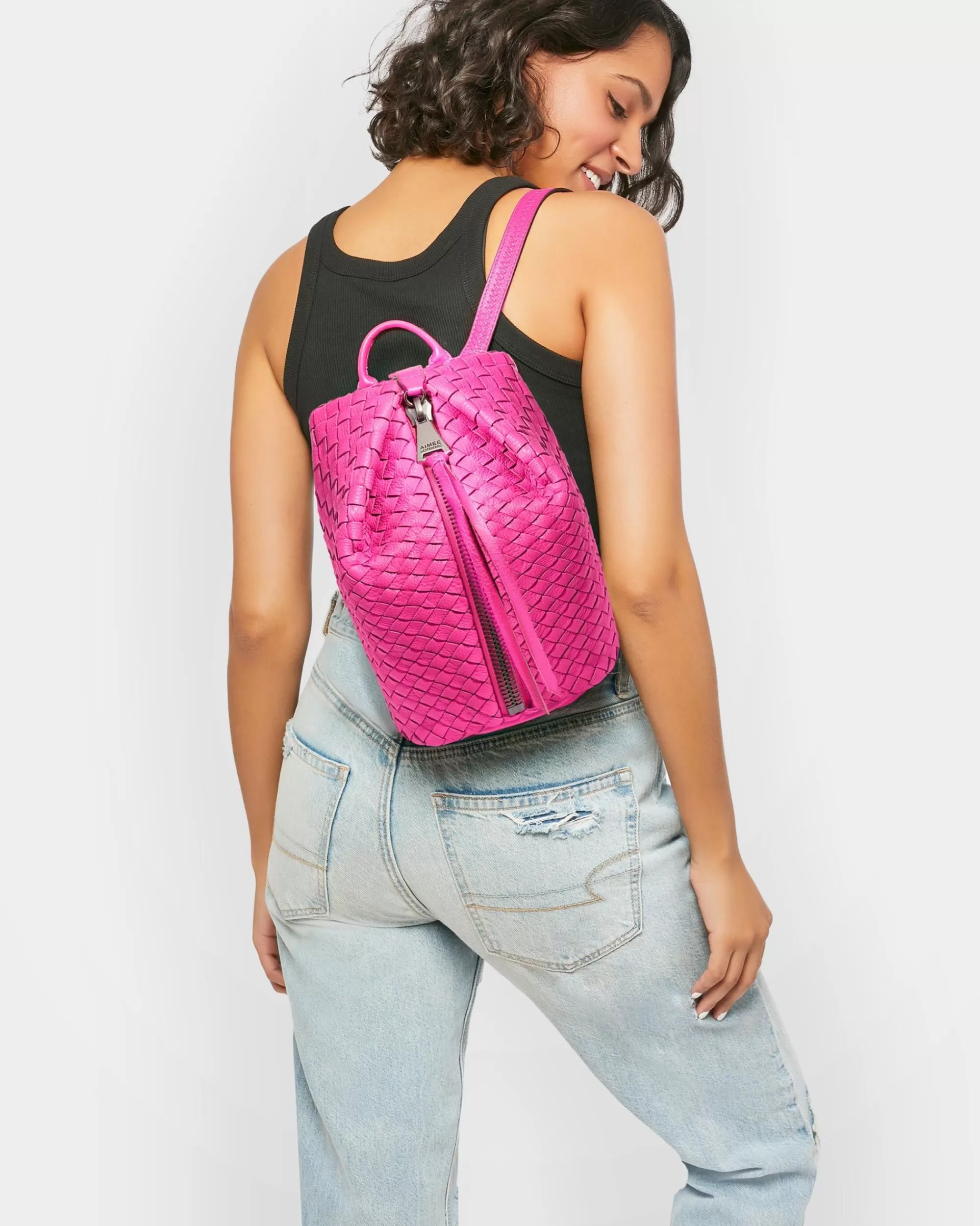 Aimee Kestenberg Backpacks-Tamitha Mini Backpack Hot Pink Woven