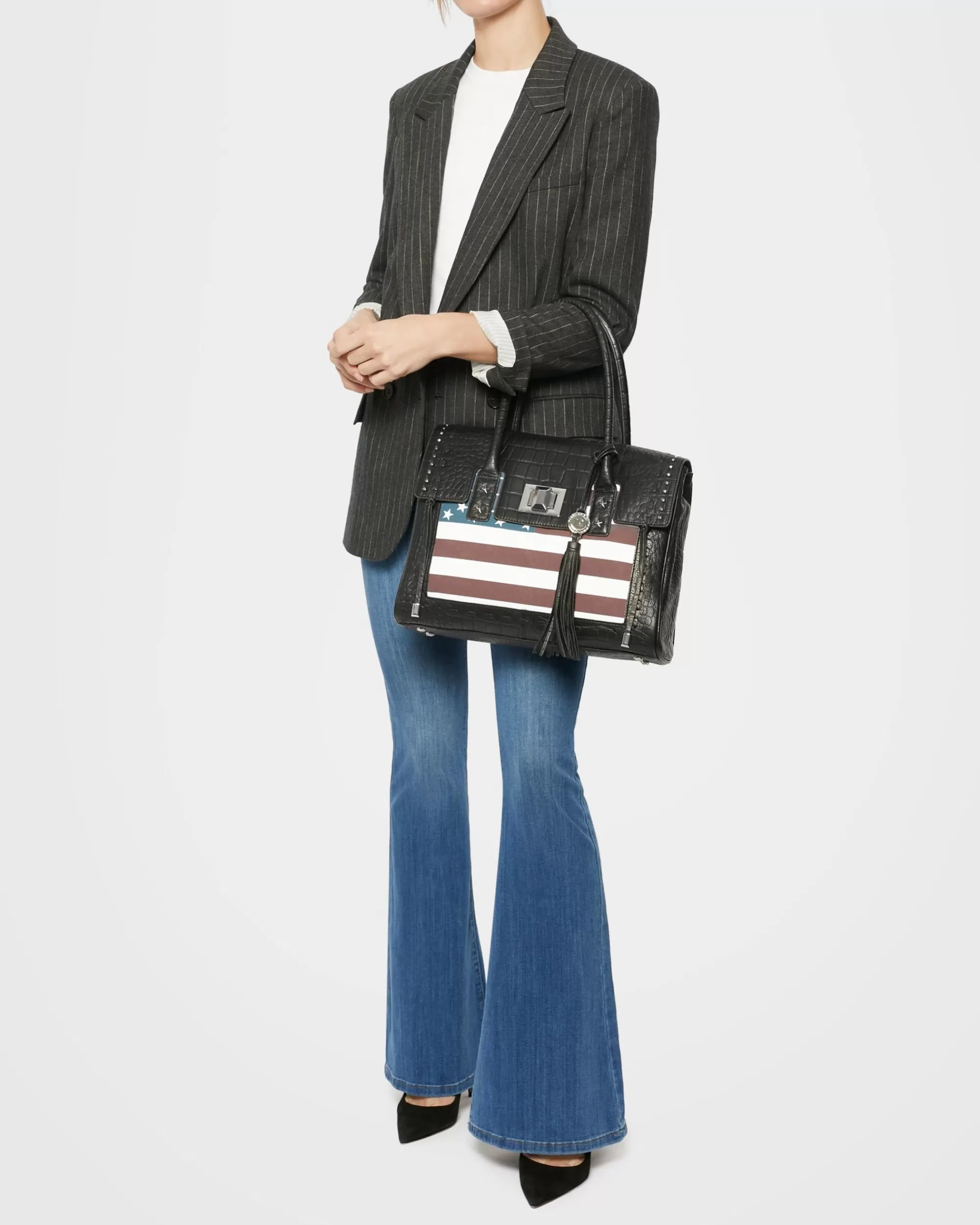 Aimee Kestenberg Tote Bags-Washington Tote Black Croco