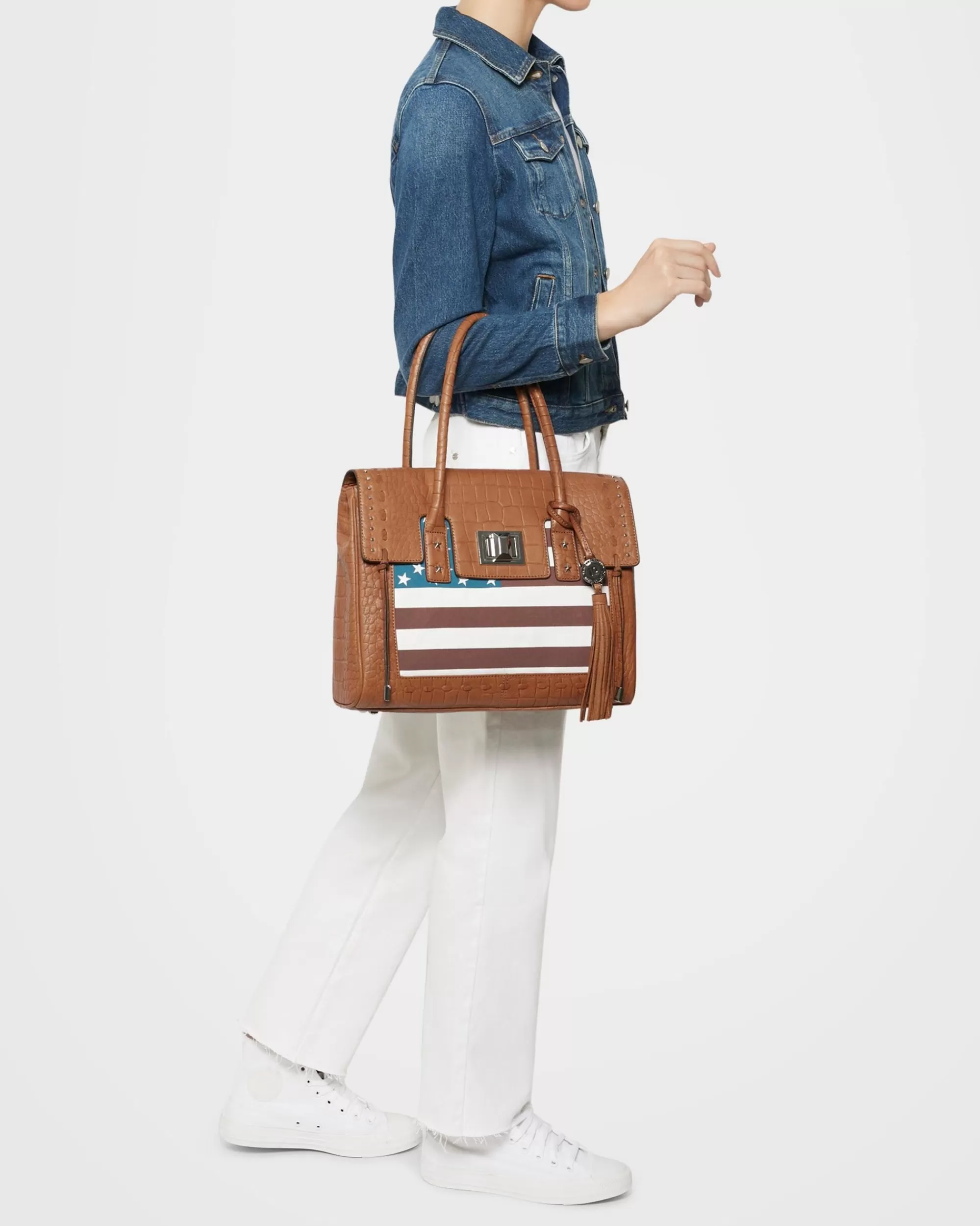 Aimee Kestenberg Tote Bags-Washington Tote Chestnut Croco