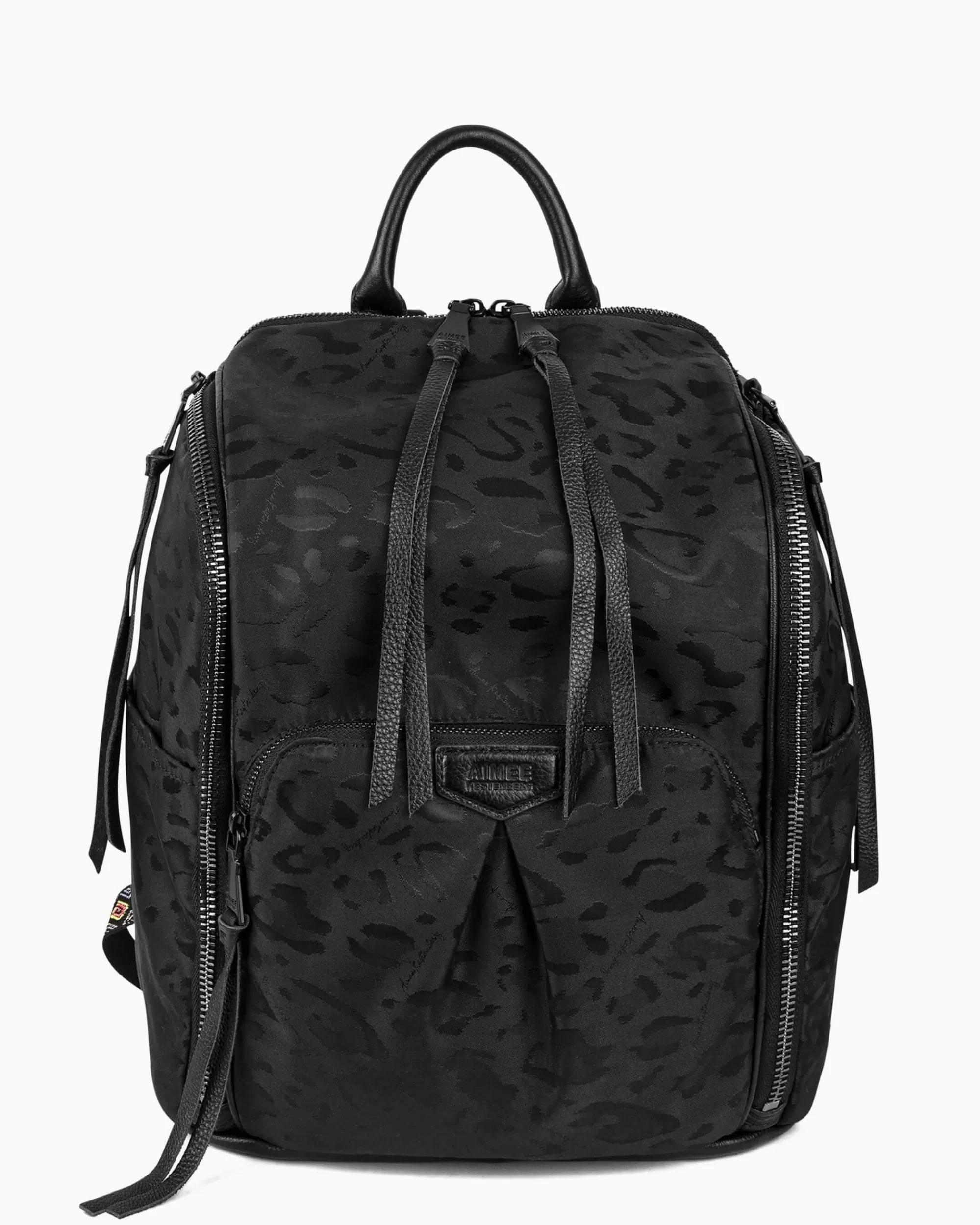 Aimee Kestenberg Backpacks-When In Rome Backpack Black Leopard Jacquard Nylon
