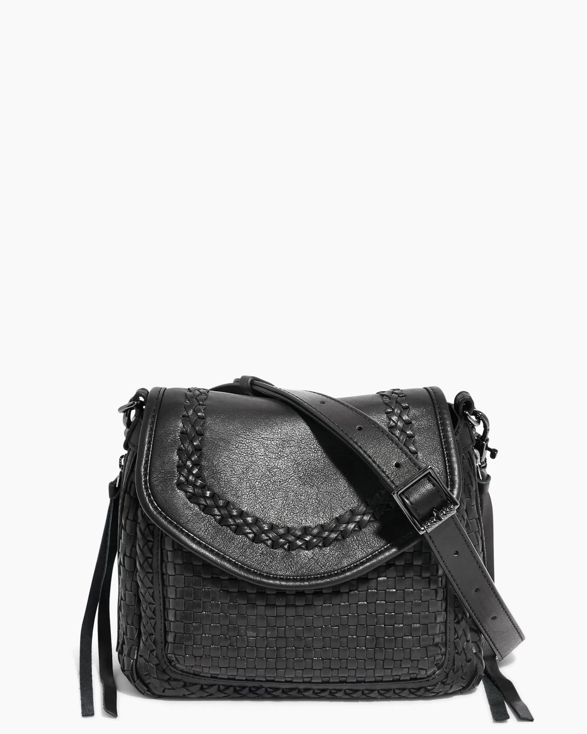 Aimee Kestenberg Crossbody Bags-Woven All For Love Mini Crossbody Black With Gunmetal
